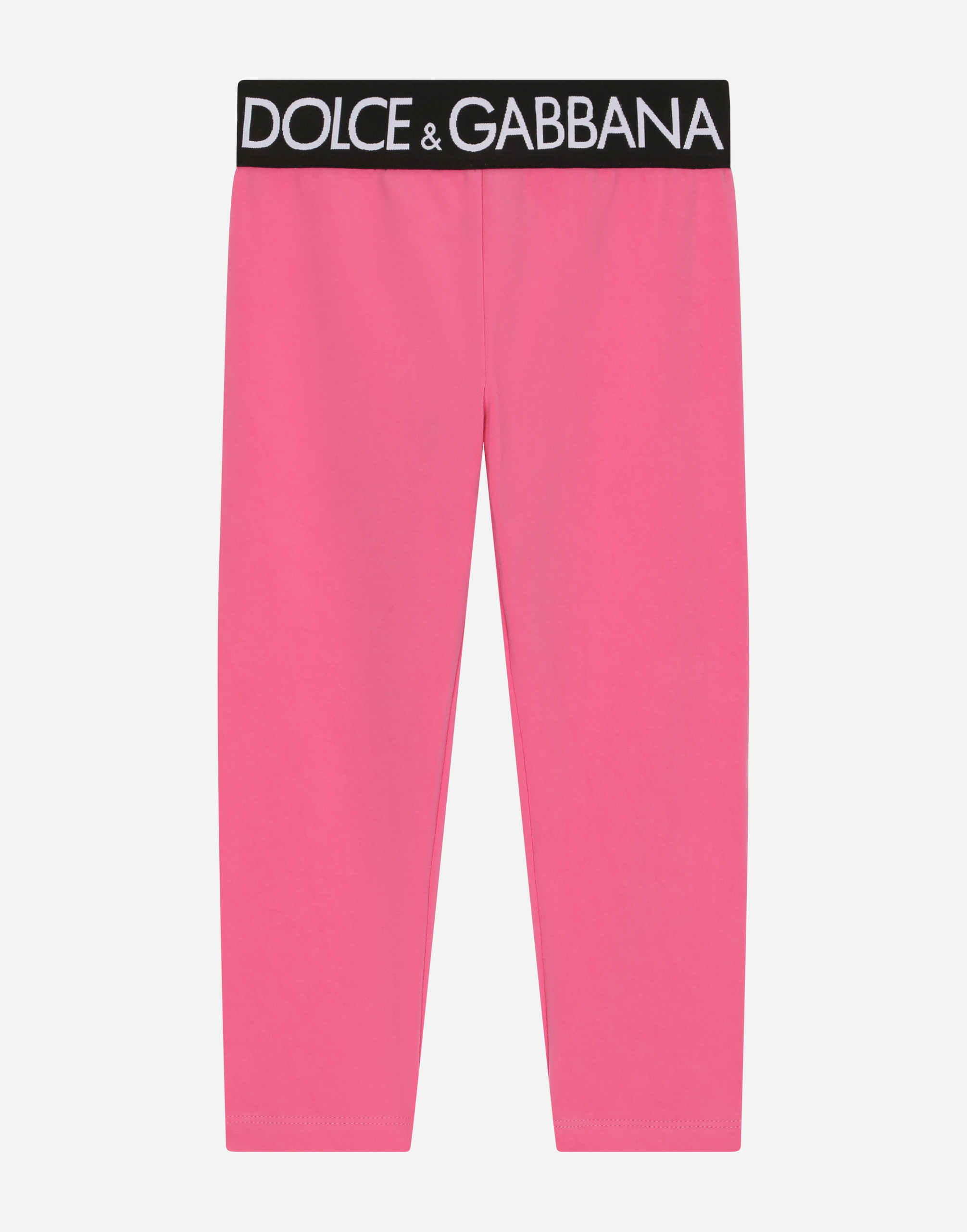 Dolce & Gabbana Kids' Interlock Leggings With Branded Elastic In Pink