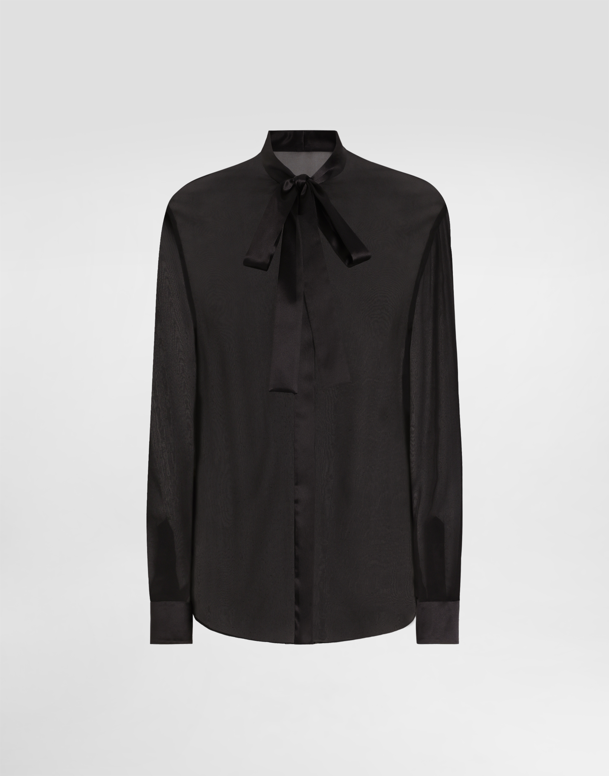 Dolce & Gabbana High-neck Silk Chiffon Blouse In Black