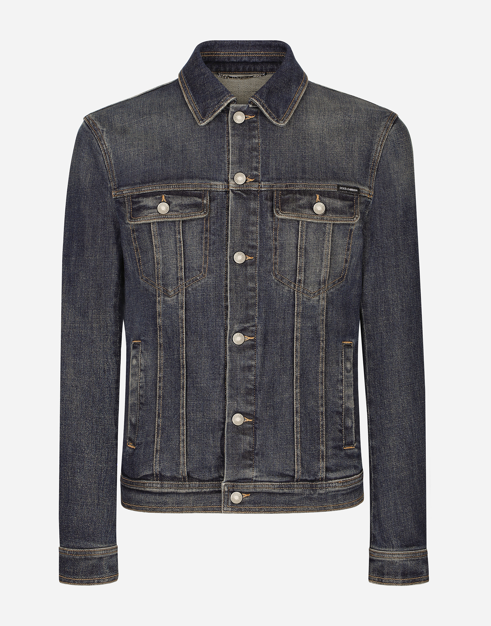 DOLCE & GABBANA STRETCH LIGHT BLUE WASH DENIM JACKET