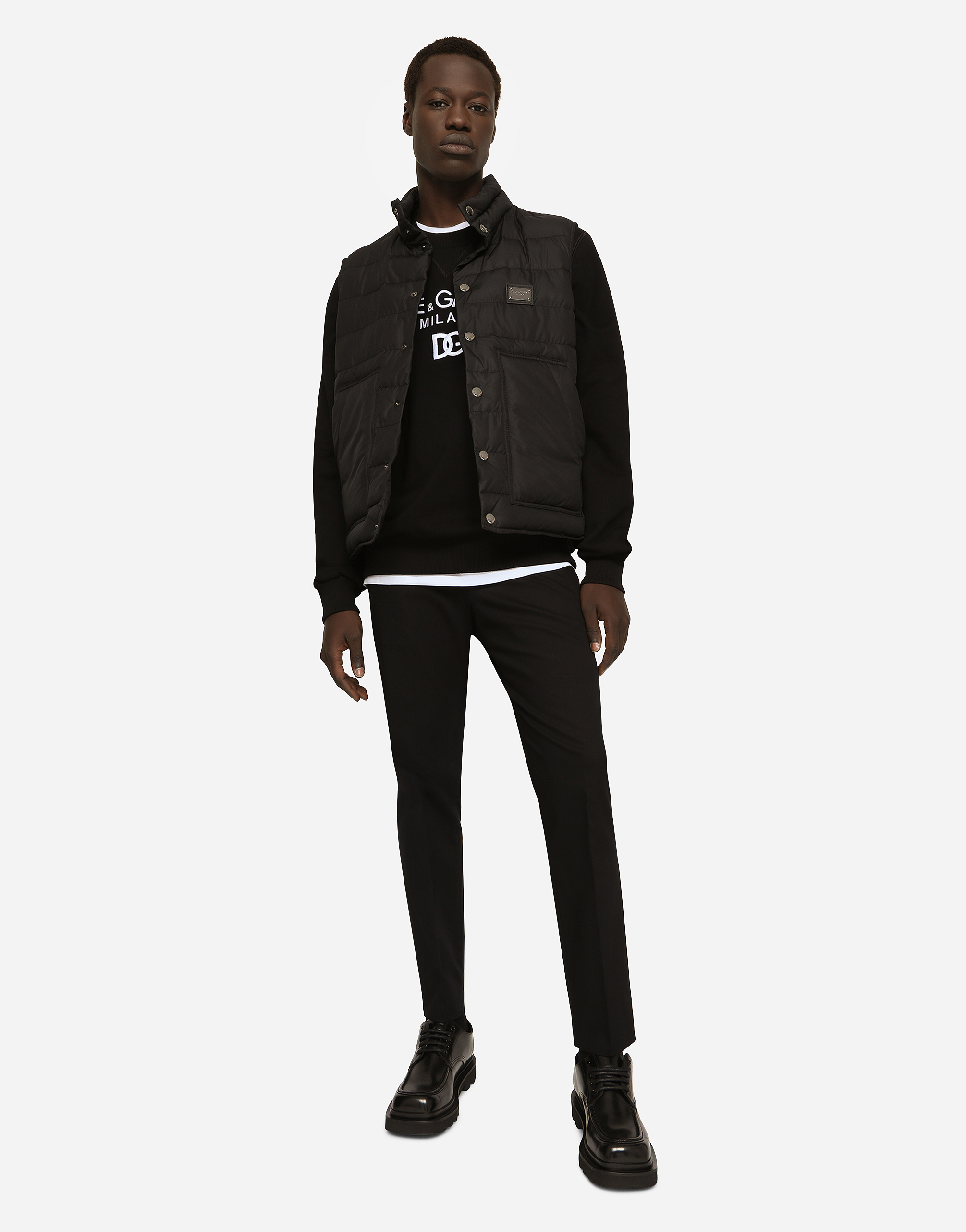 Dolce & Gabbana Cotton Sweatshirt With Frontal Logo In Black