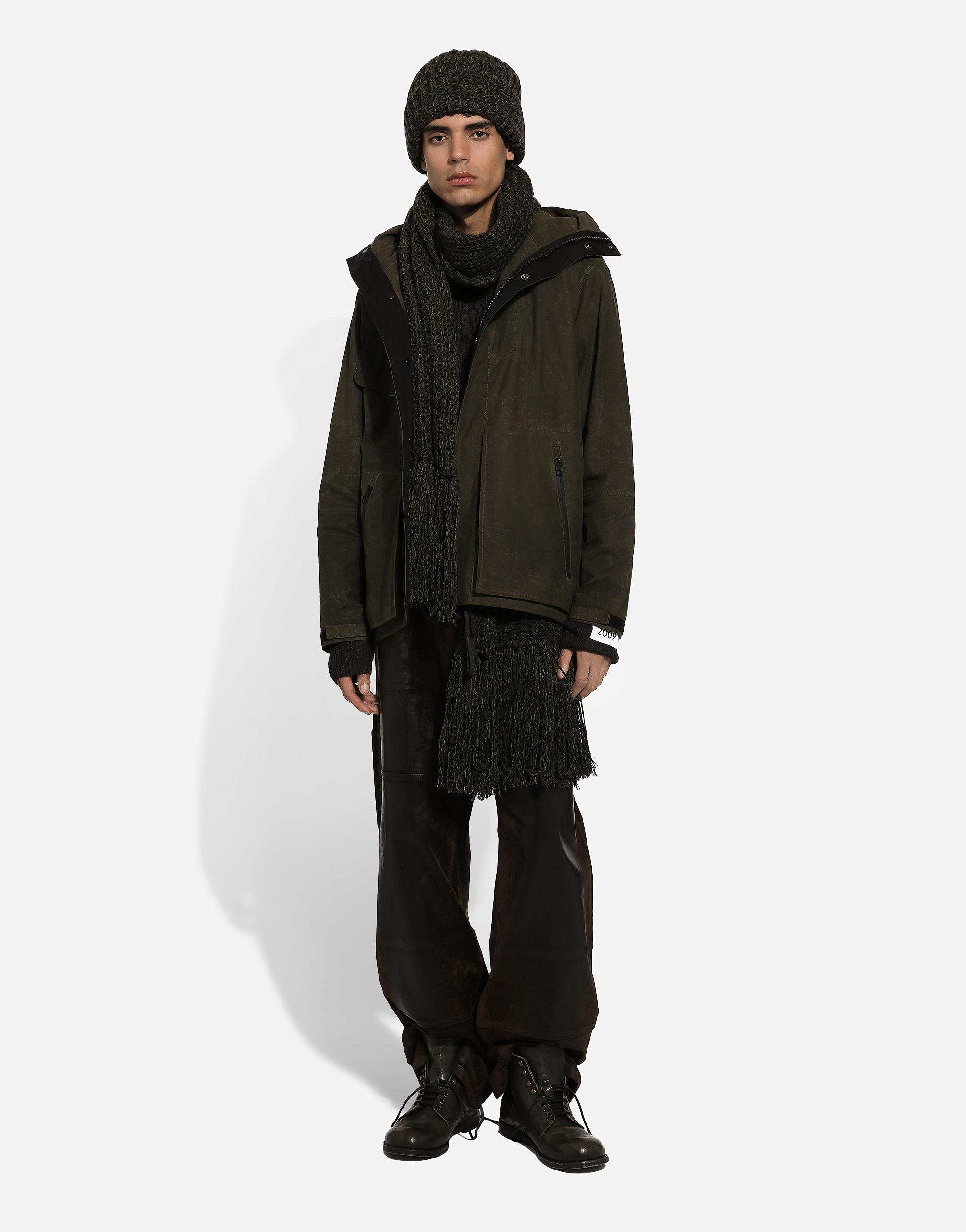 Dolce & Gabbana Lined Technical Jacket With Hood In グレー