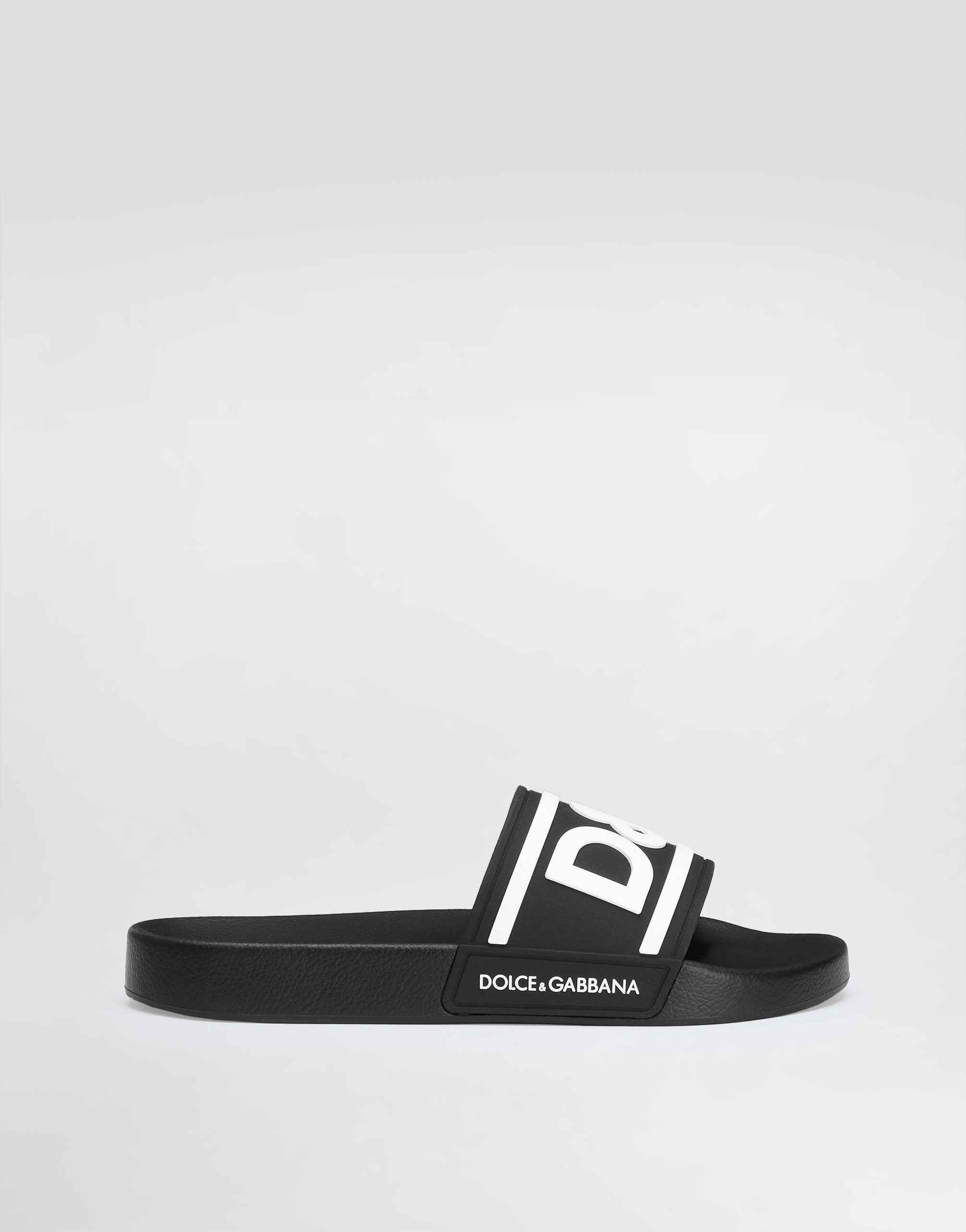 Dolce & Gabbana Rubber Beachwear Sliders With Dg Logo - Man Sandals And Slides Multi-colored Rubber