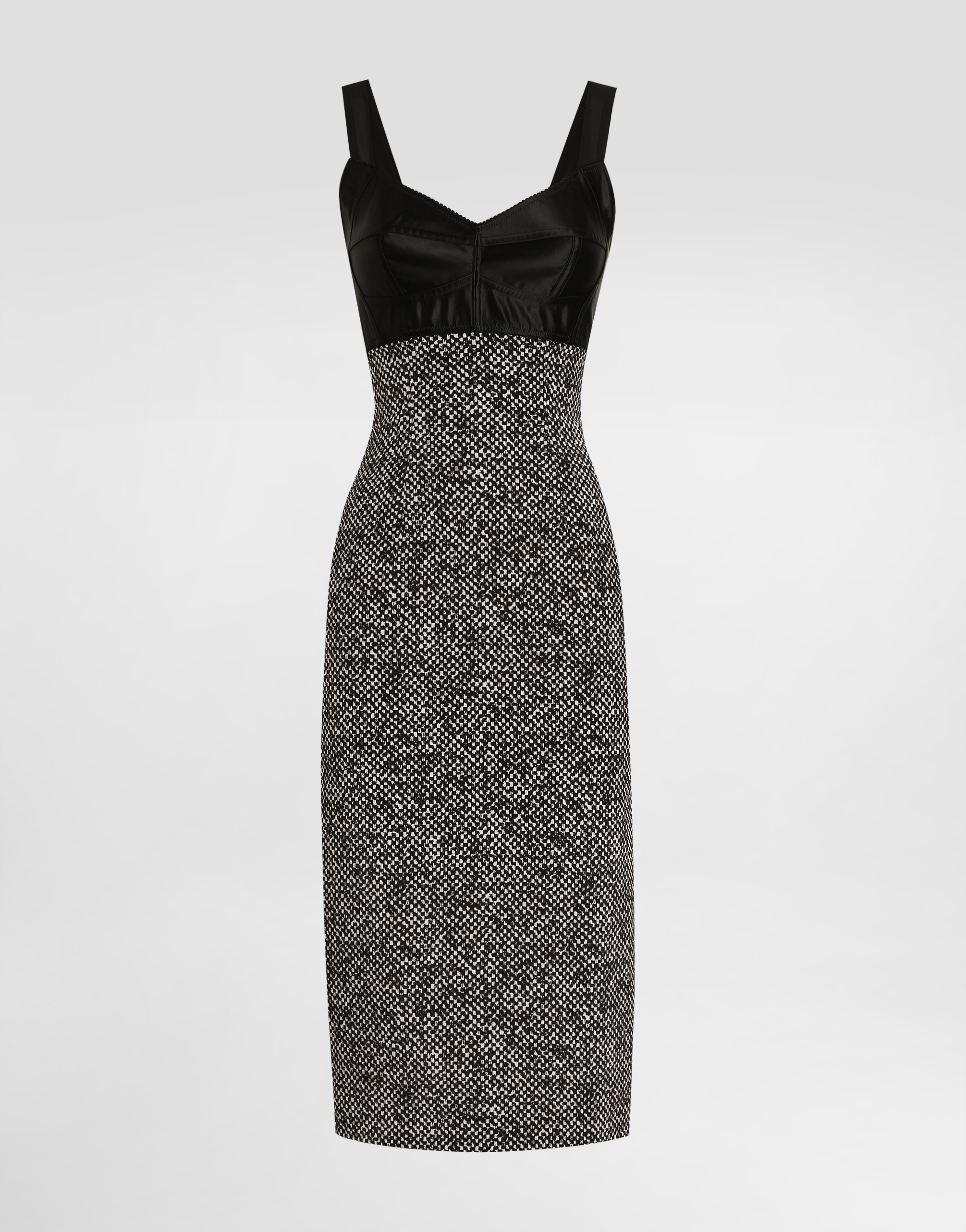 Dolce & Gabbana Heavy Crêpe Dress With Damier Print In Multi
