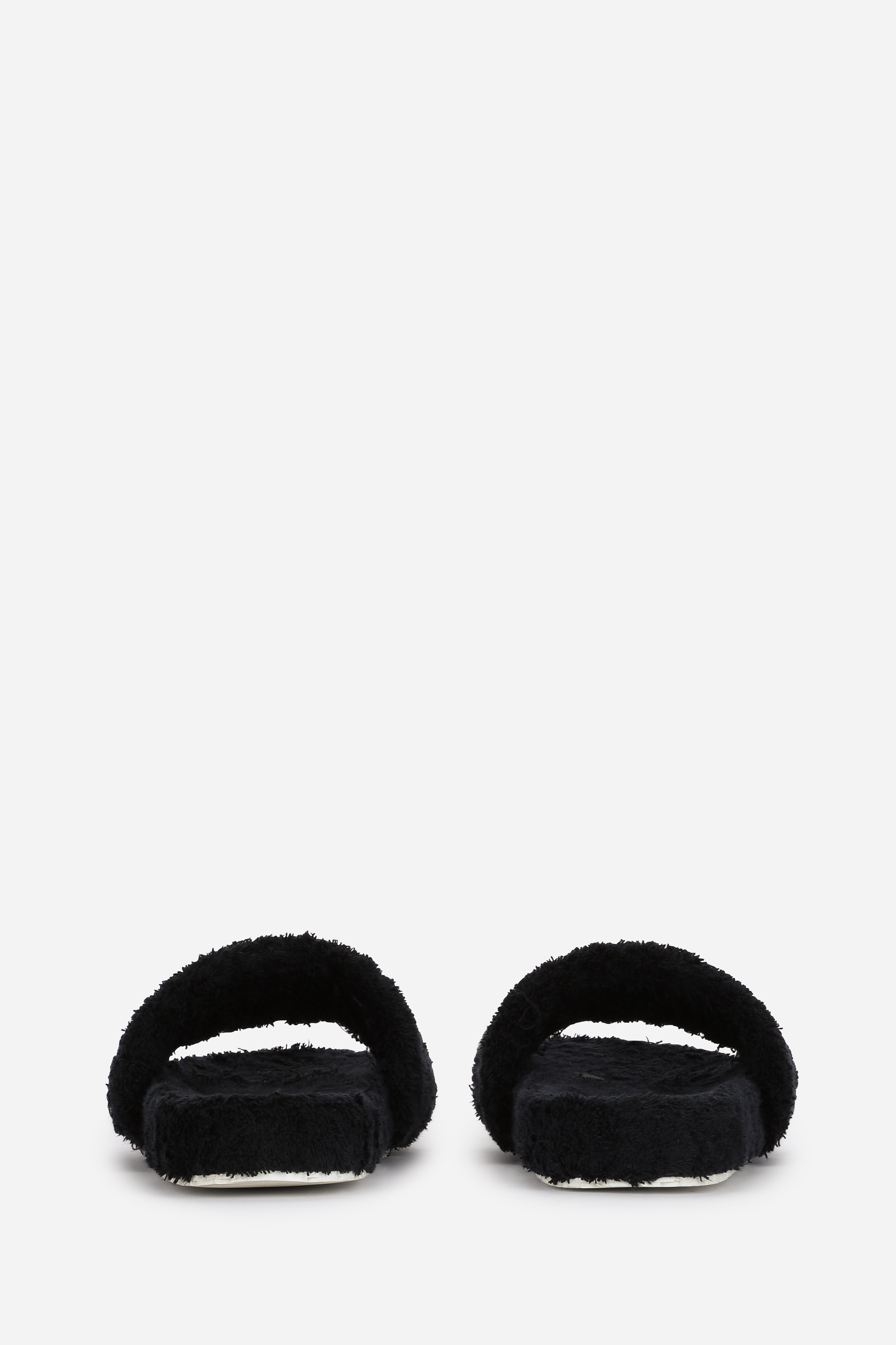 Shop Dolce & Gabbana Terrycloth Sliders With Logo Tag In Black