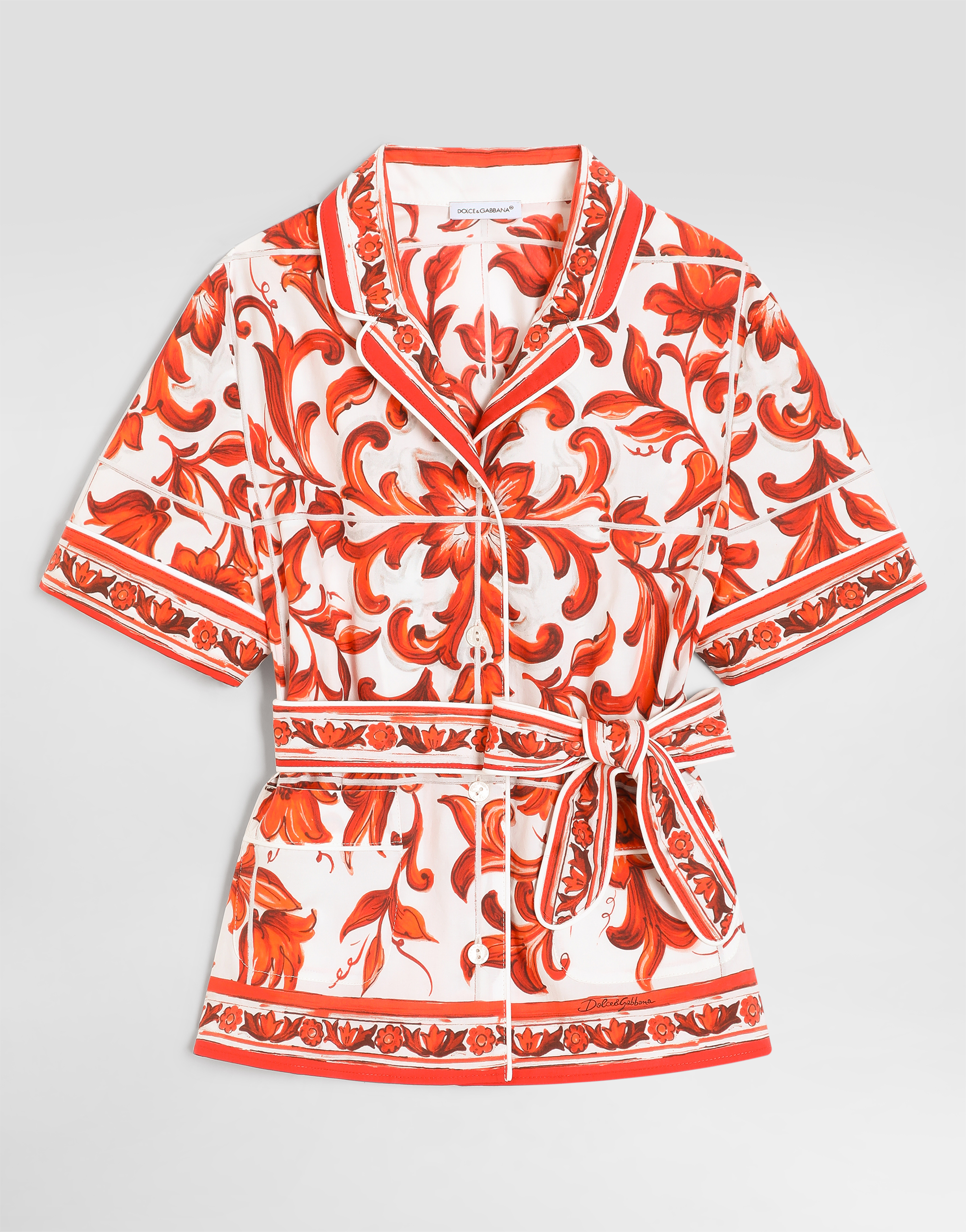 DOLCE&amp;GABBANA シルクシフォンボタニカルおりぼんシャツ DOLCE&GABBANA - DOLCE&GABBANA シルクシフォンボタニカルおりぼん