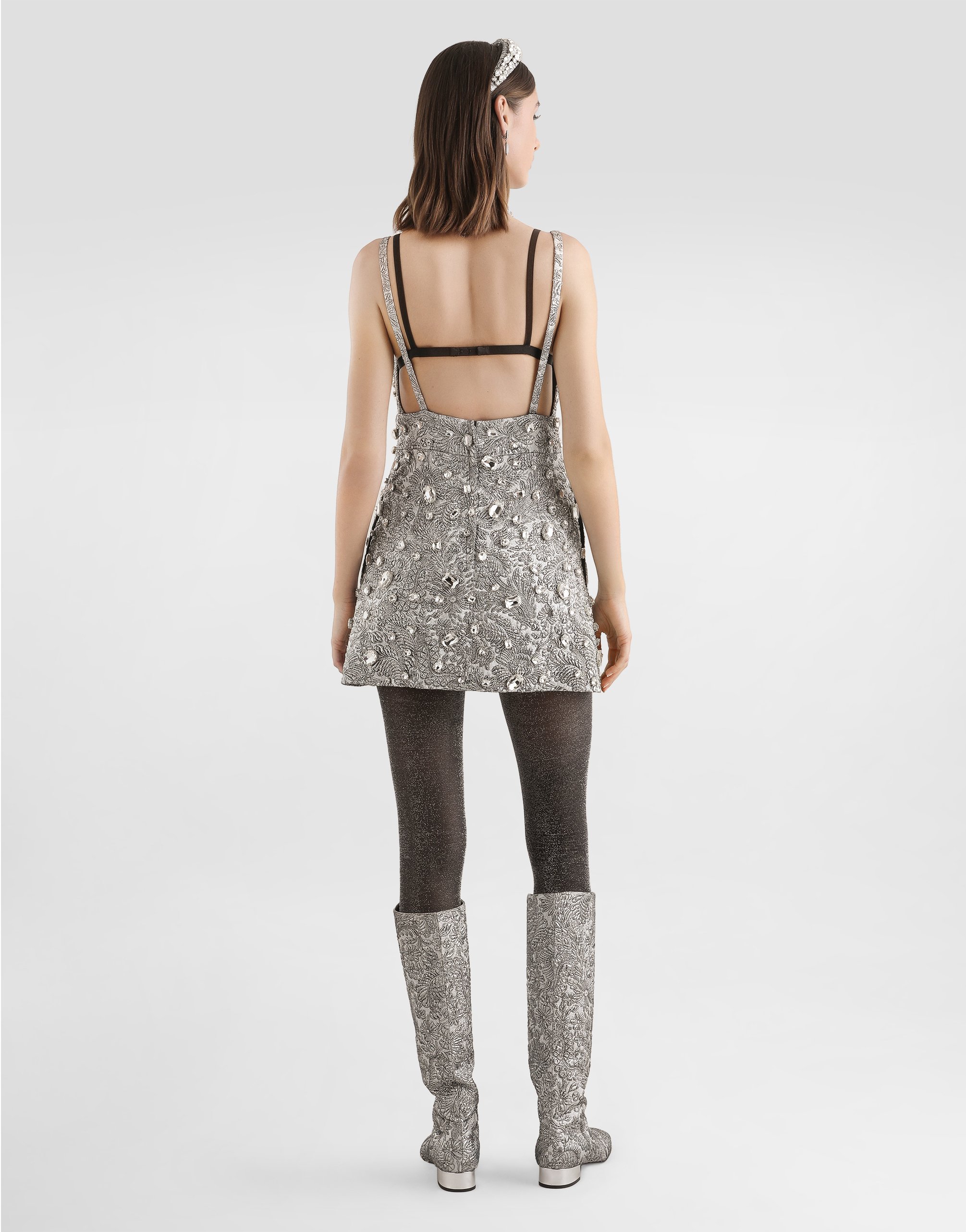 Brocade dress with embroidery