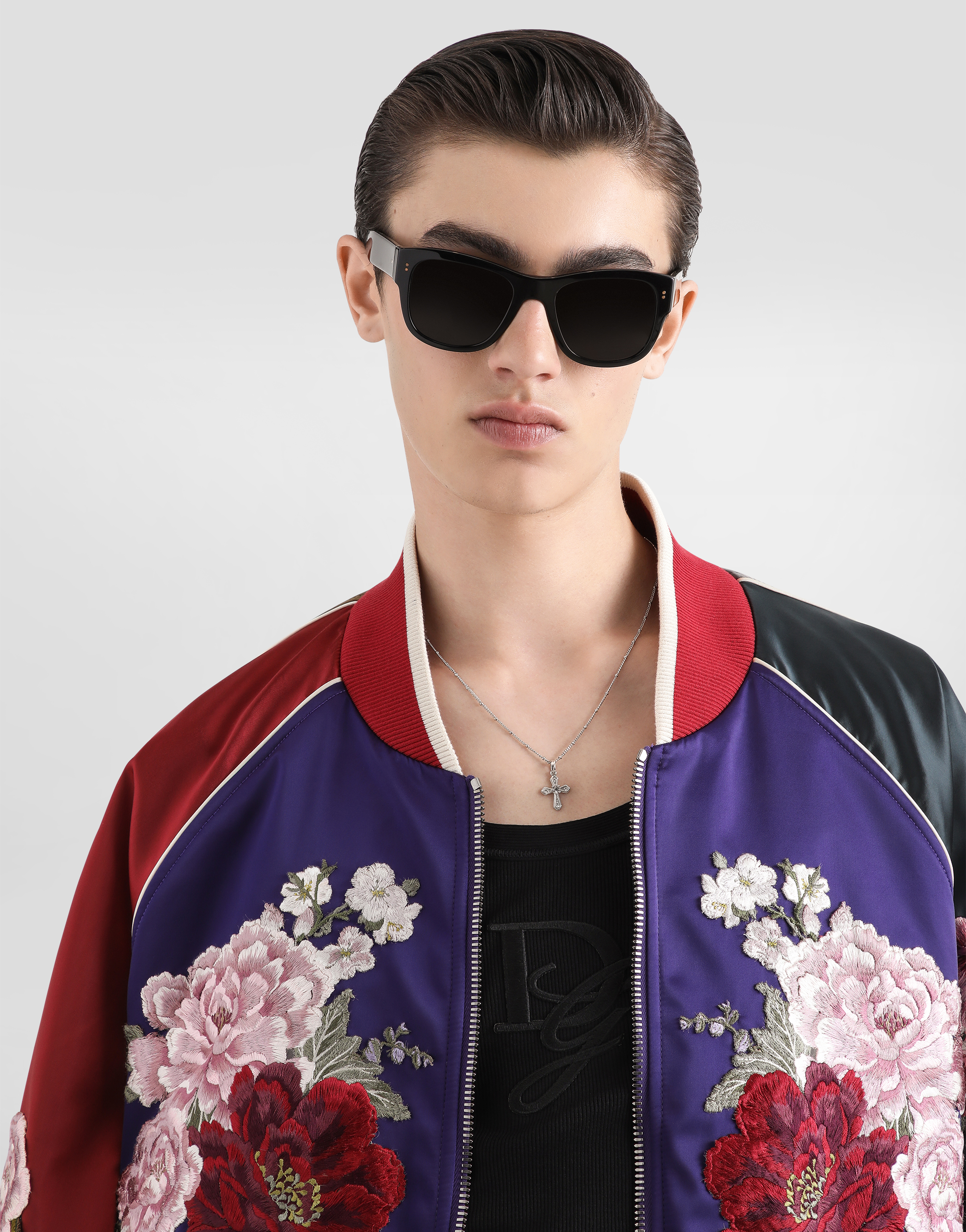 Dolce & Gabbana Satin Jacket With Patch In Multicolor