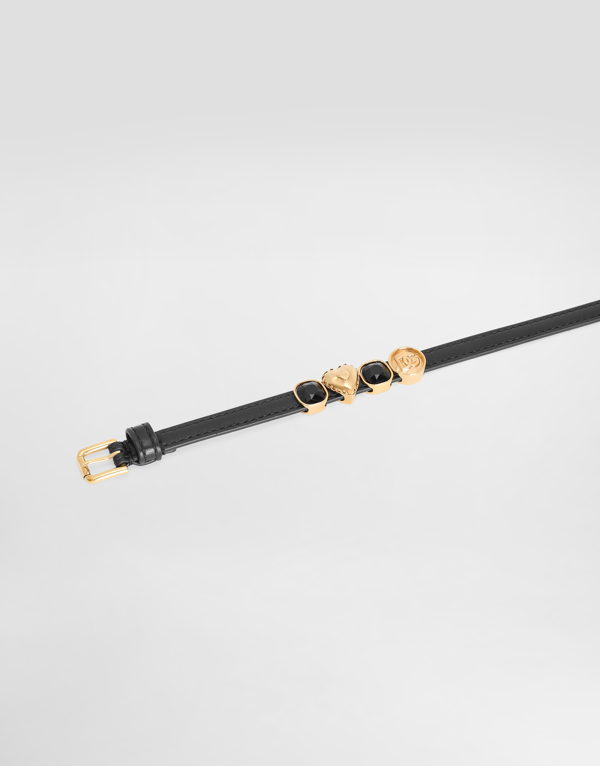 Dolce & Gabbana Embellished Leather Choker In Black