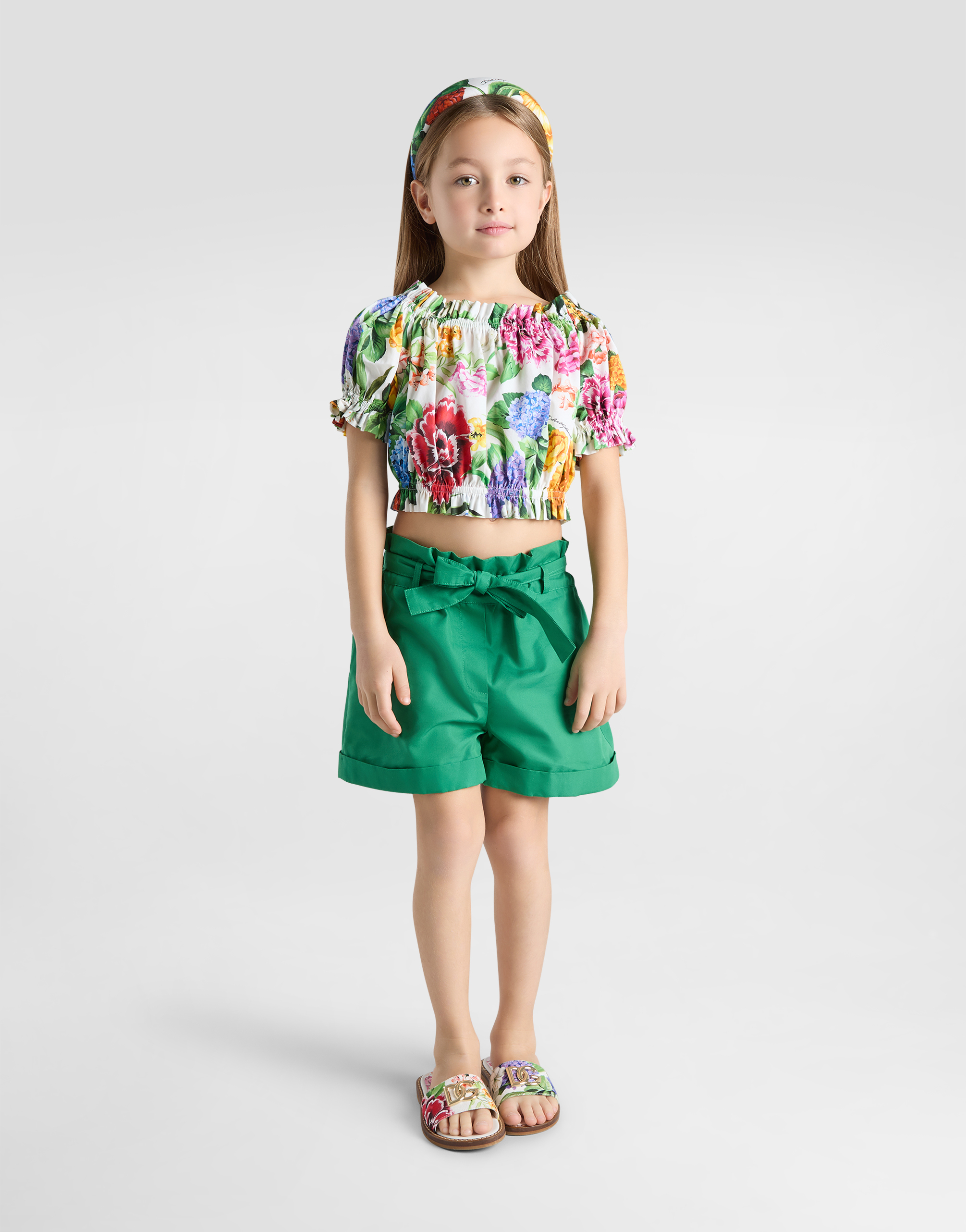 Dolce & Gabbana Top In Popeline Di Cotone Con Stampa Fiori In Stampa