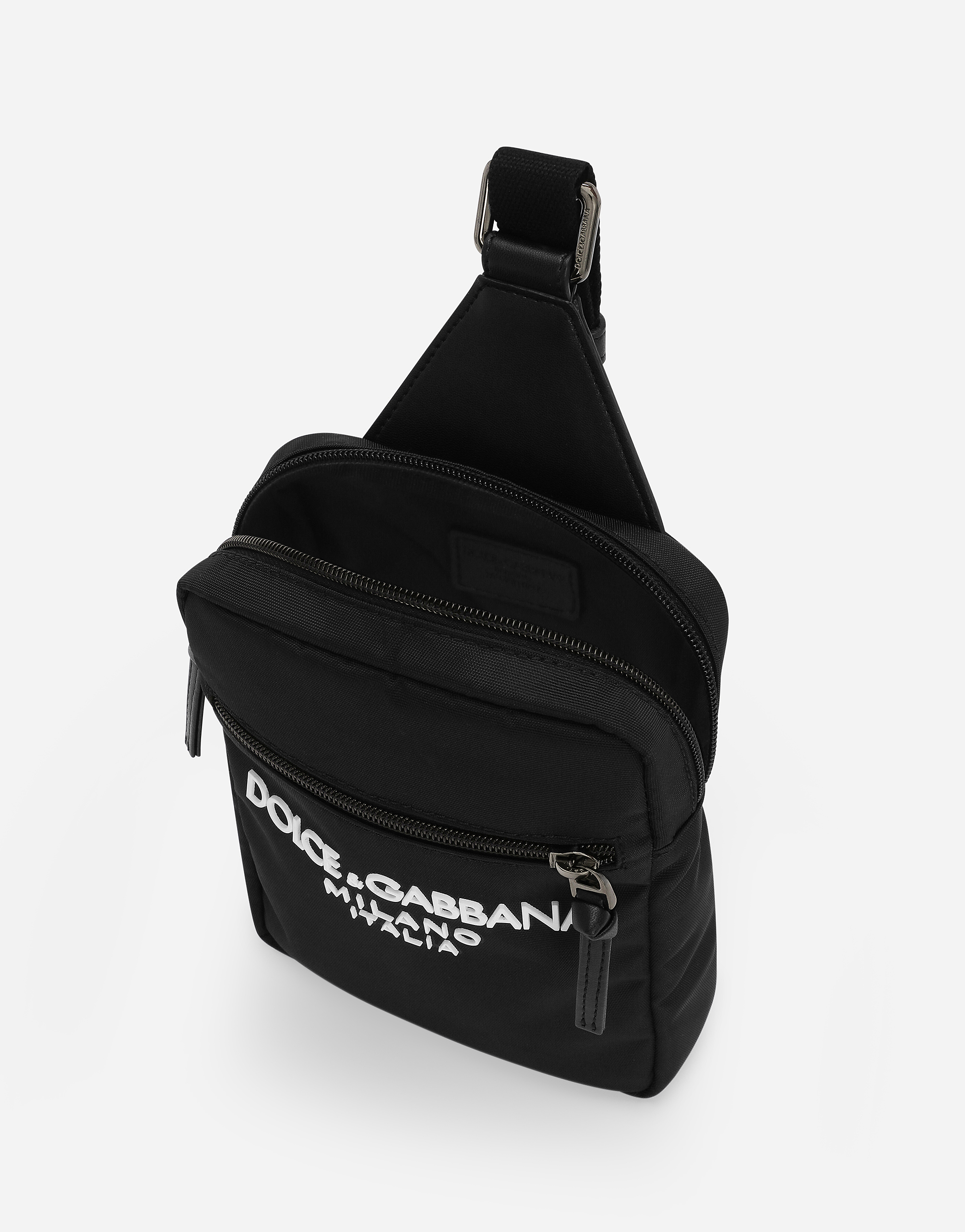 Dolce & Gabbana Nylon Belt Bag With Dolce&gabbana Logo In Black