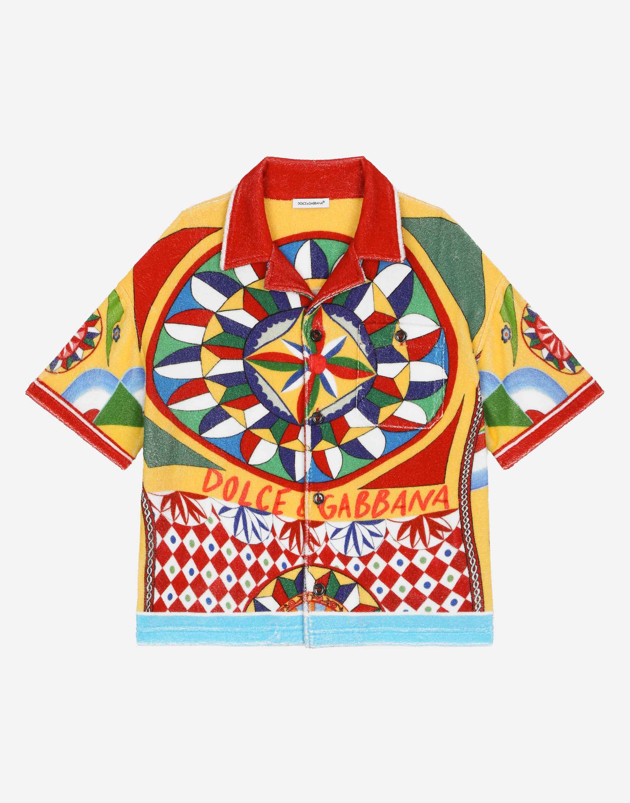 DOLCE & GABBANA SHORT-SLEEVED TERRY SHIRT WITH CARRETTO PRINT