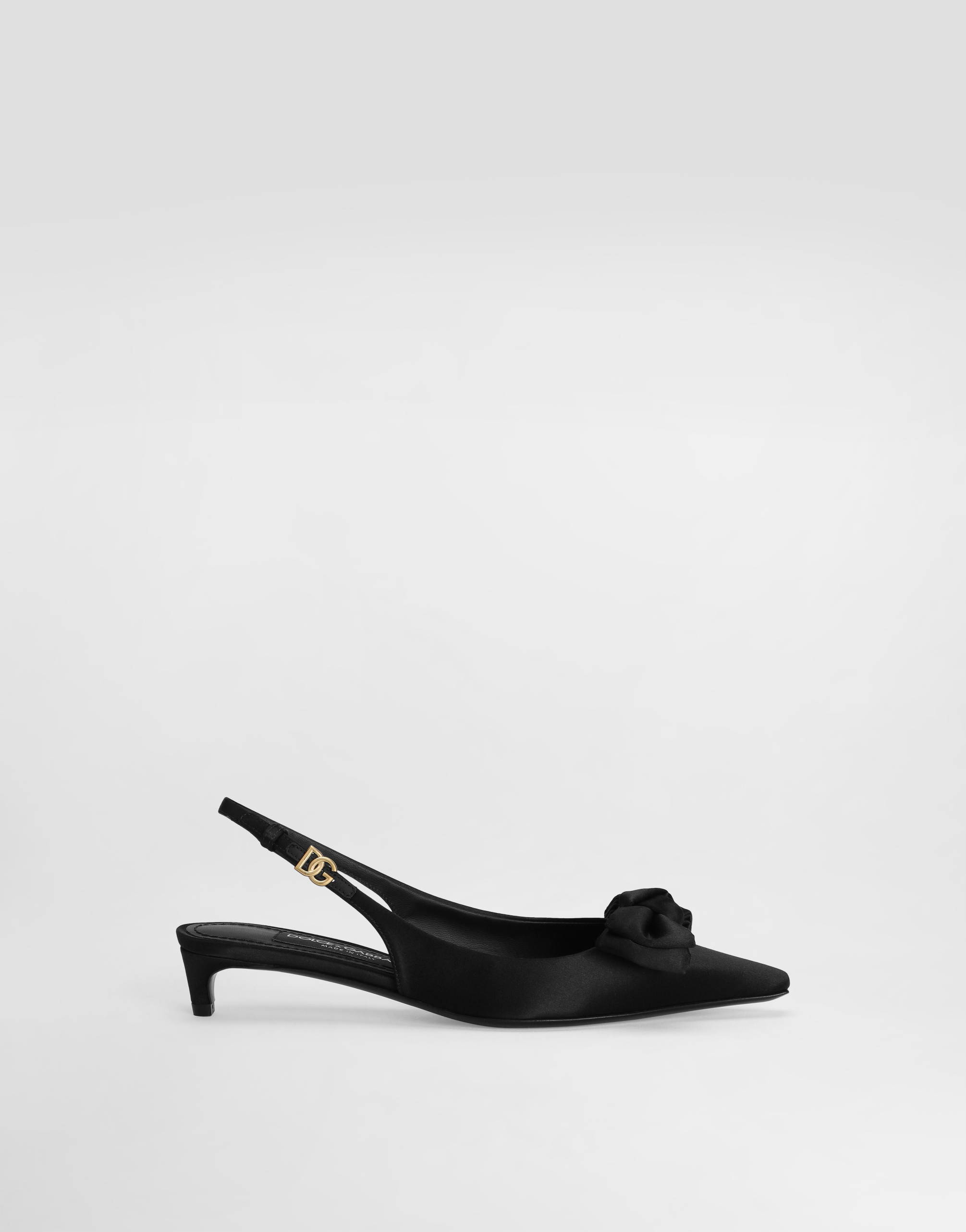Satin slingbacks with bow detail in Black for Women