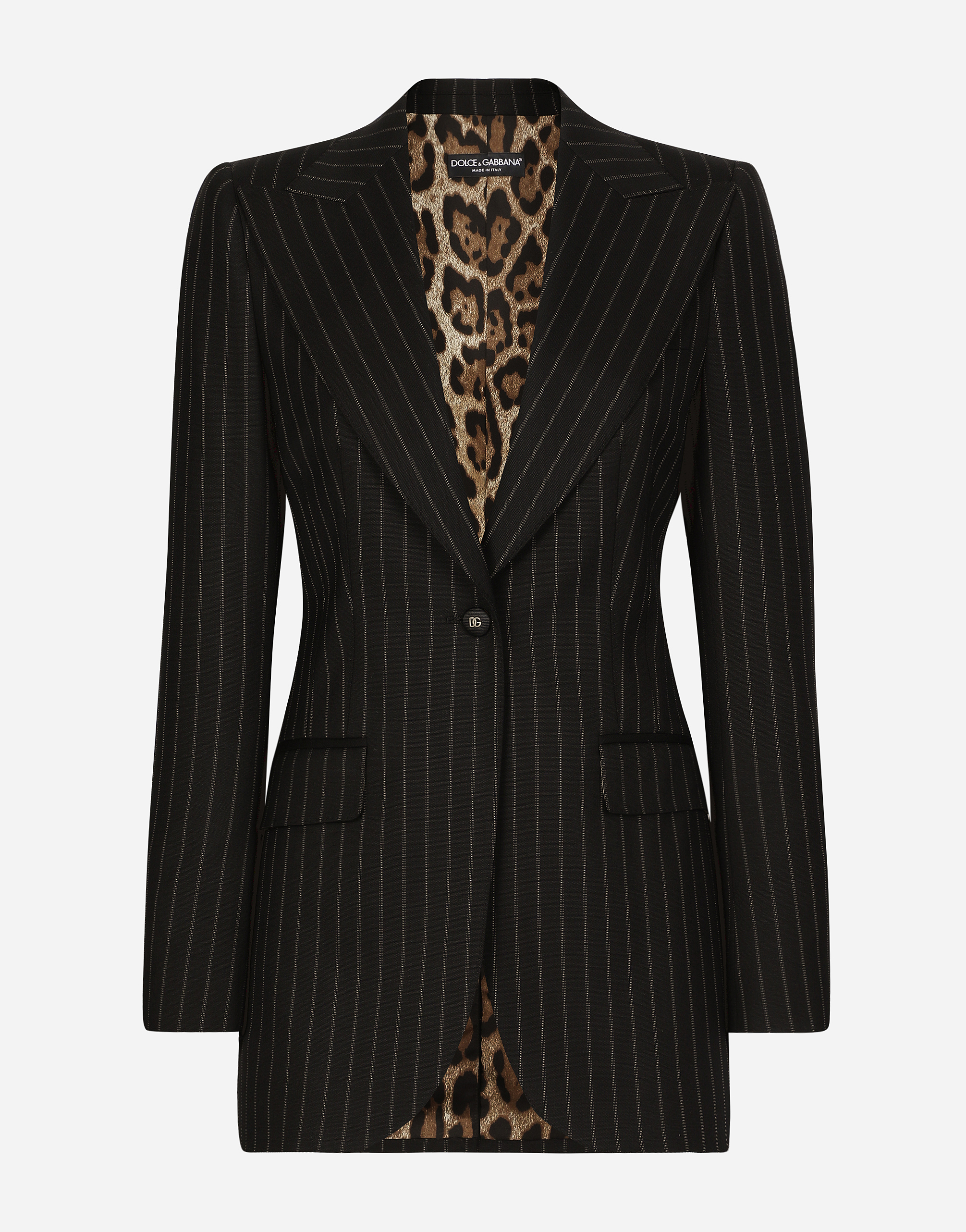 Dolce & Gabbana Single-breasted Pinstripe Wool Turlington Jacket - Woman Coats And Jackets Multicolor