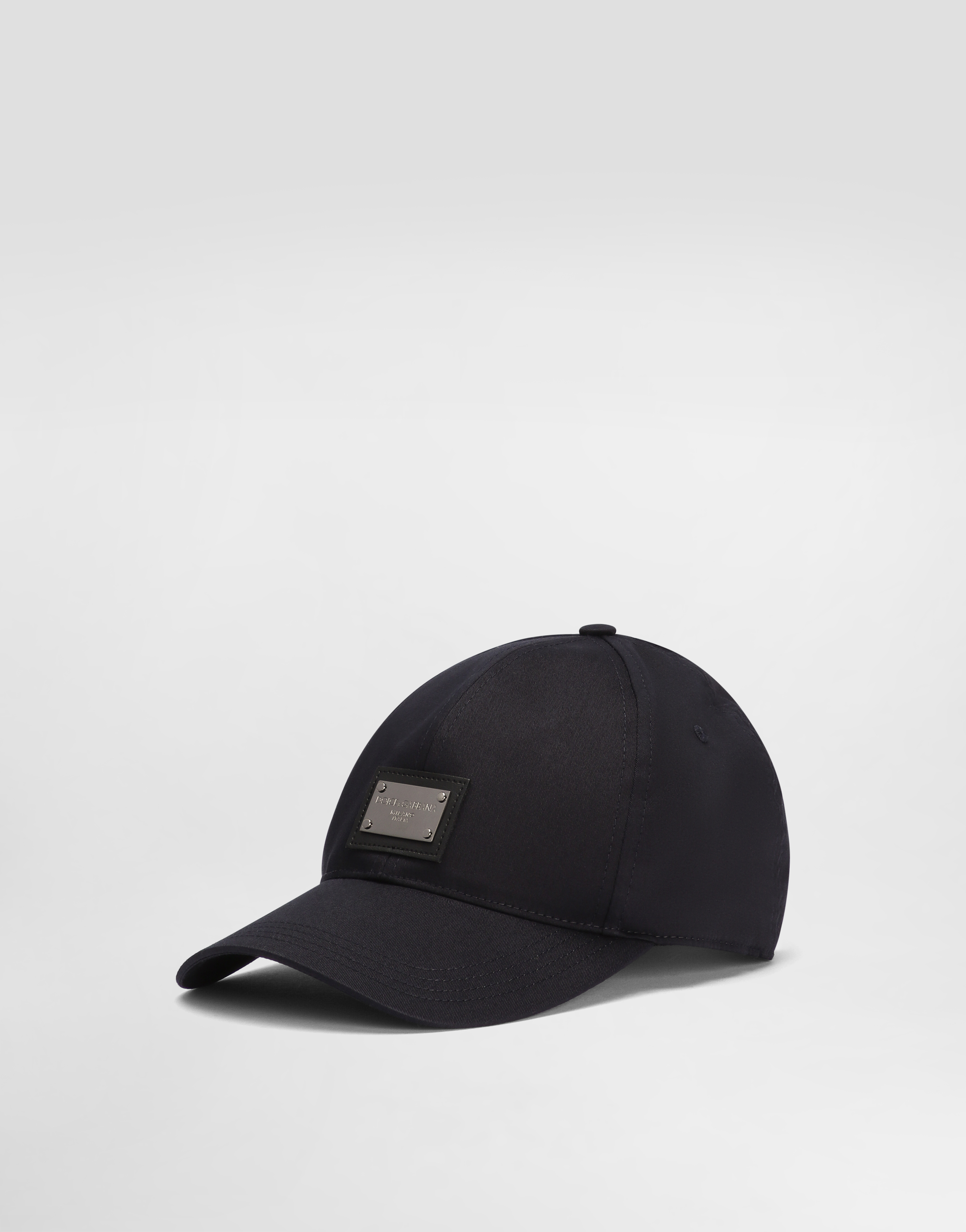 Dolce & Gabbana Cotton Baseball Cap With Branded Tag - Man Hats And Gloves Blue Cotton