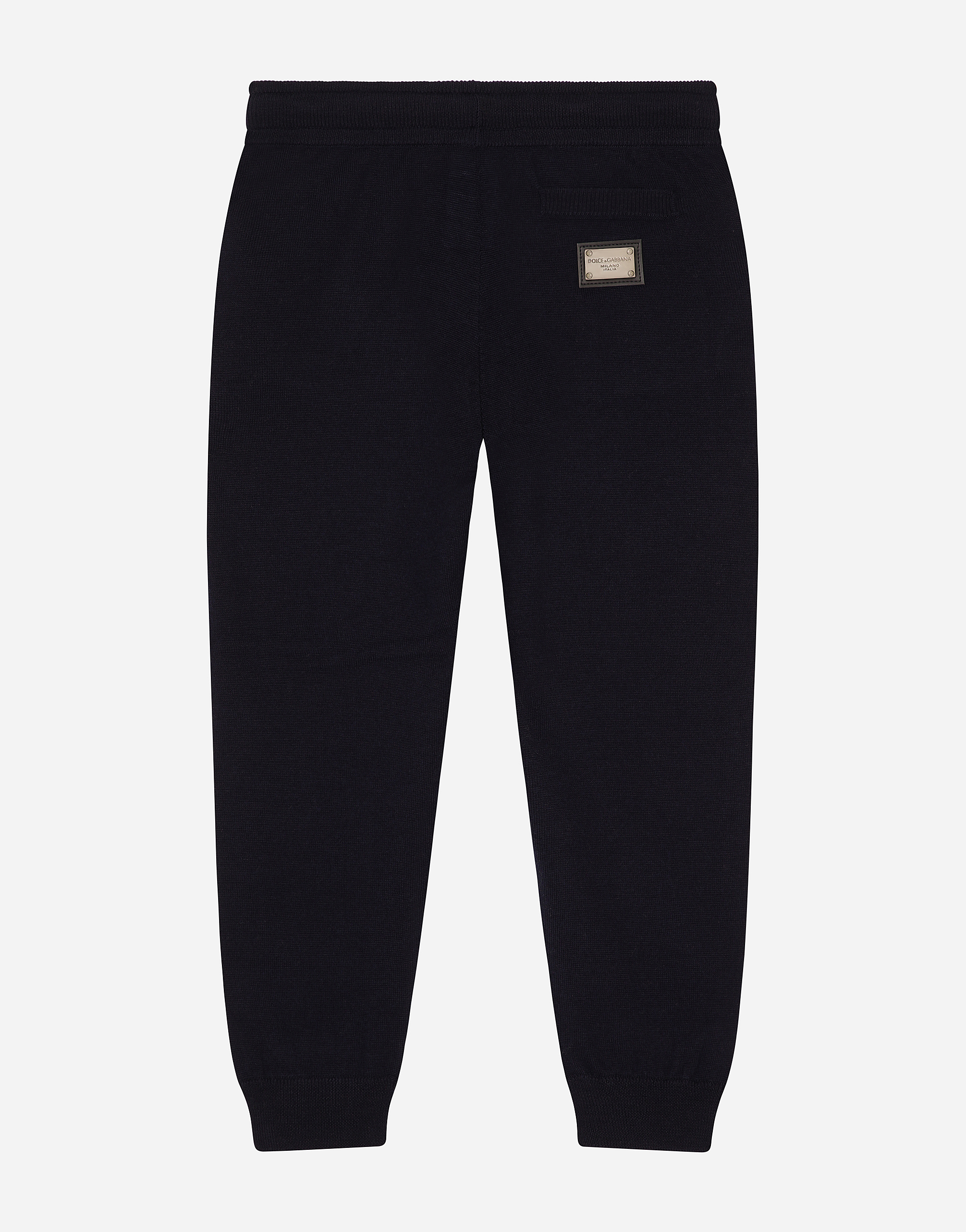 Dolce & Gabbana Plain Knit Jogging Pants With Logo Tag In Blue