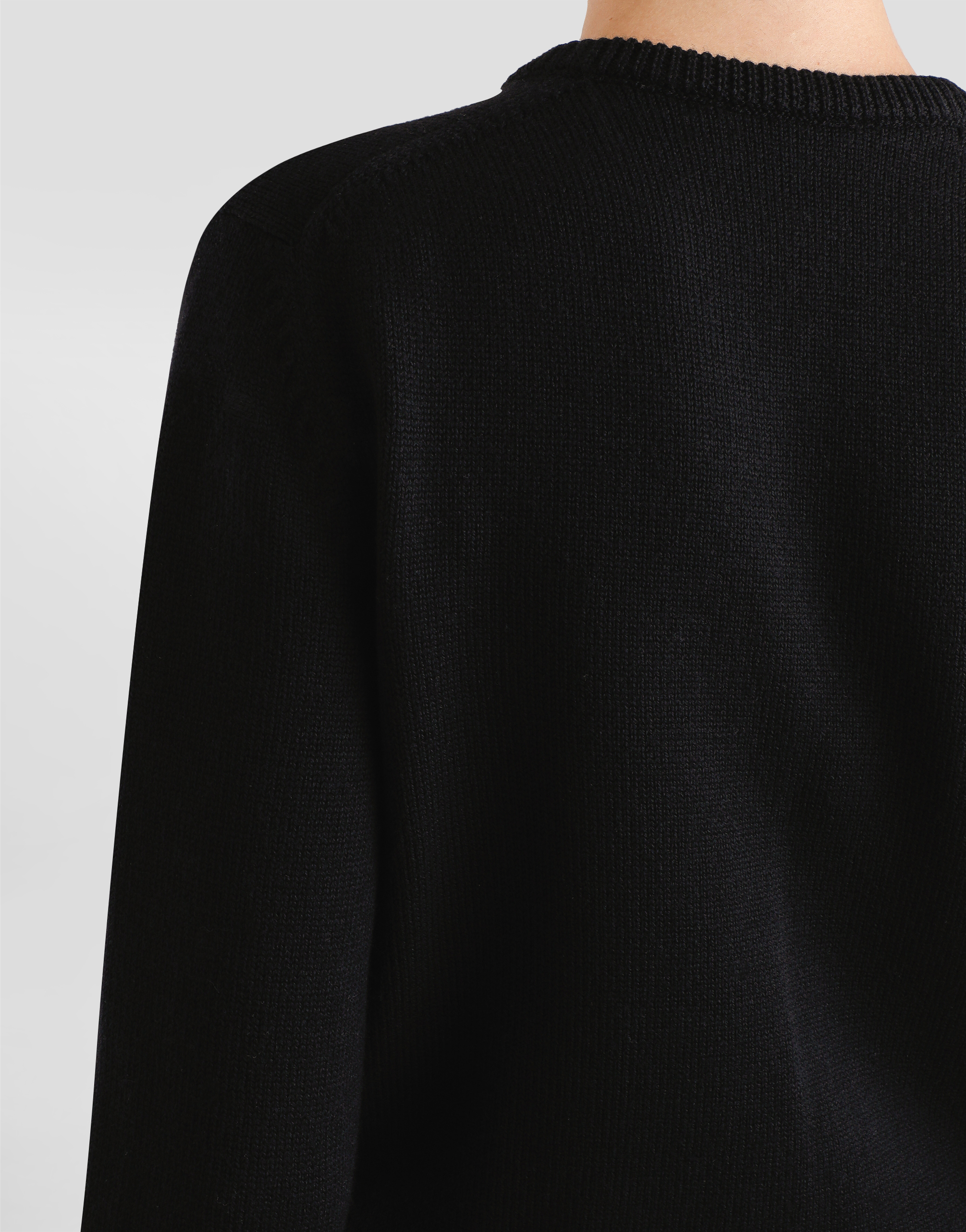 Dolce & Gabbana Brooch Crewneck Cardigan In Black
