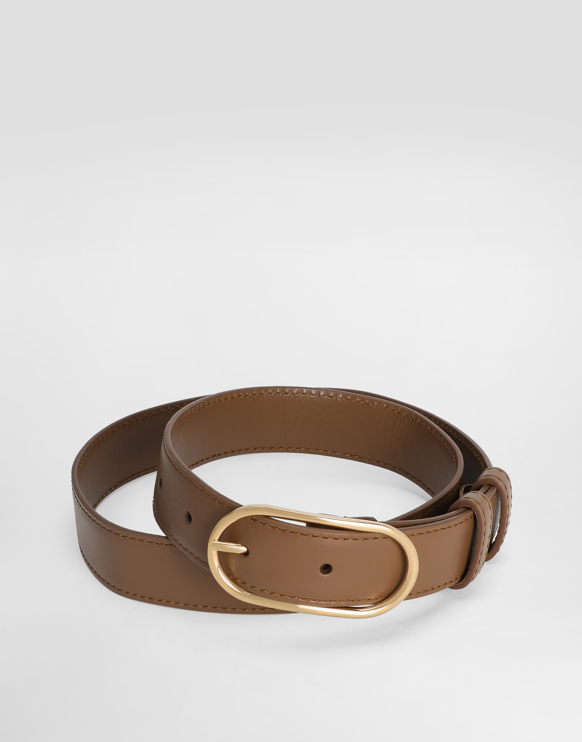 Dolce & Gabbana Palmated Calfskin Belt In Brown