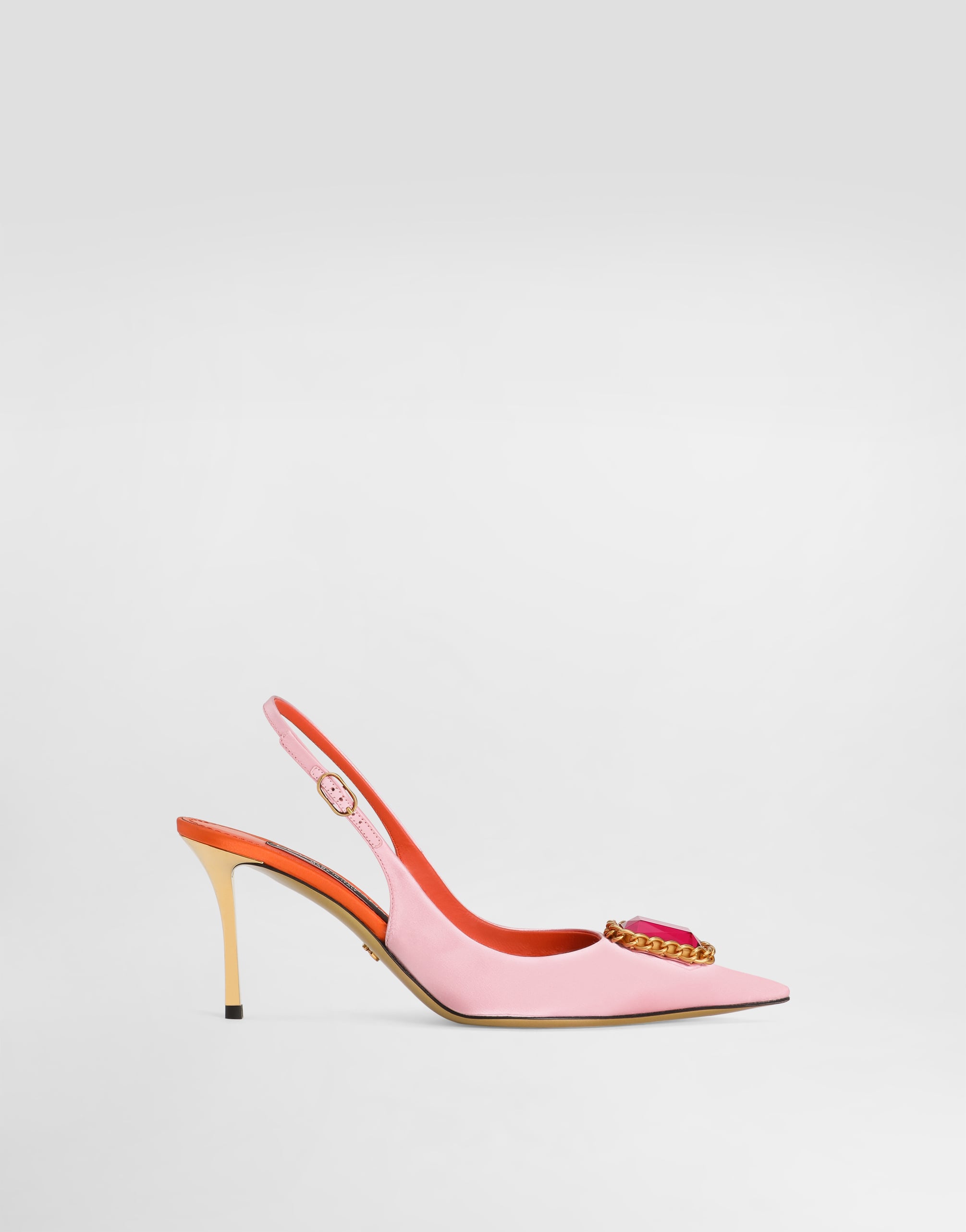 Satin pumps with embellishment in Multicolor for Women