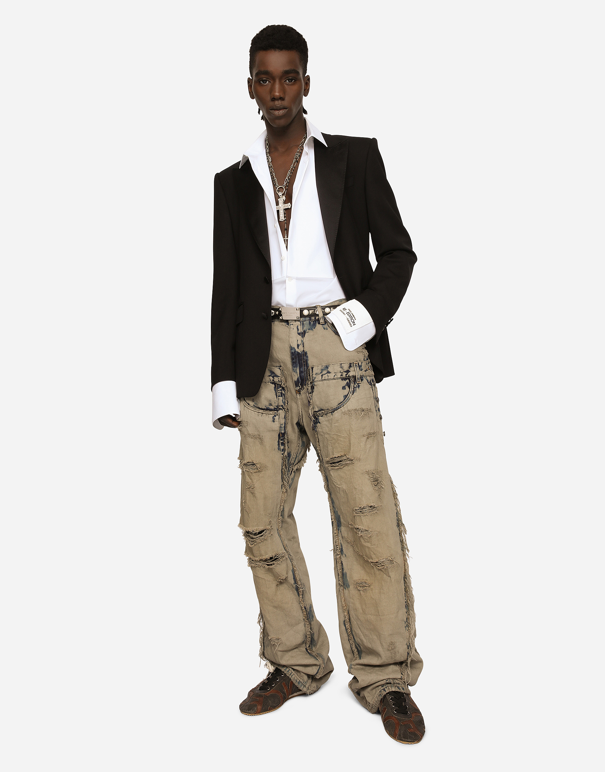 DOLCE & GABBANA SINGLE-BREASTED STRETCH WOOL SICILIA-FIT TUXEDO JACKET