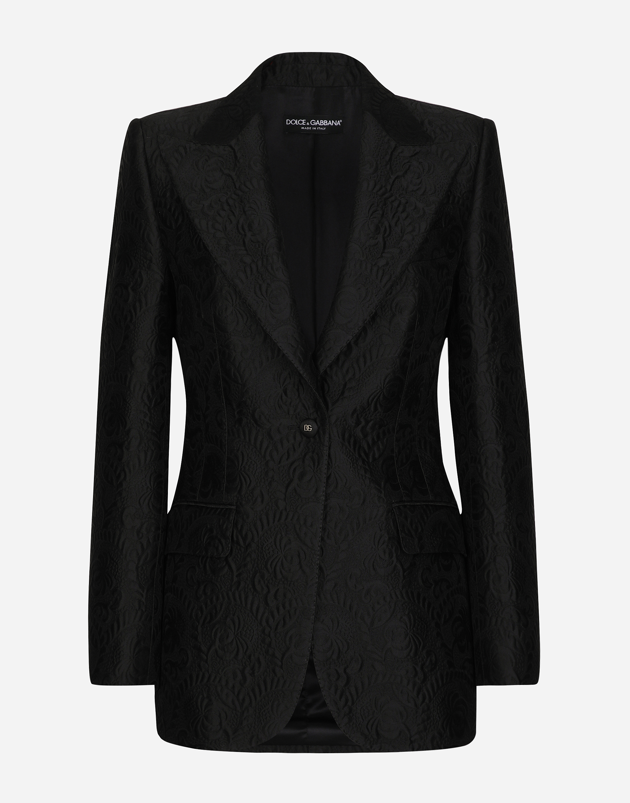 Dolce & Gabbana Single-breasted Floral Brocade Turlington Jacket - Woman Blazers Black