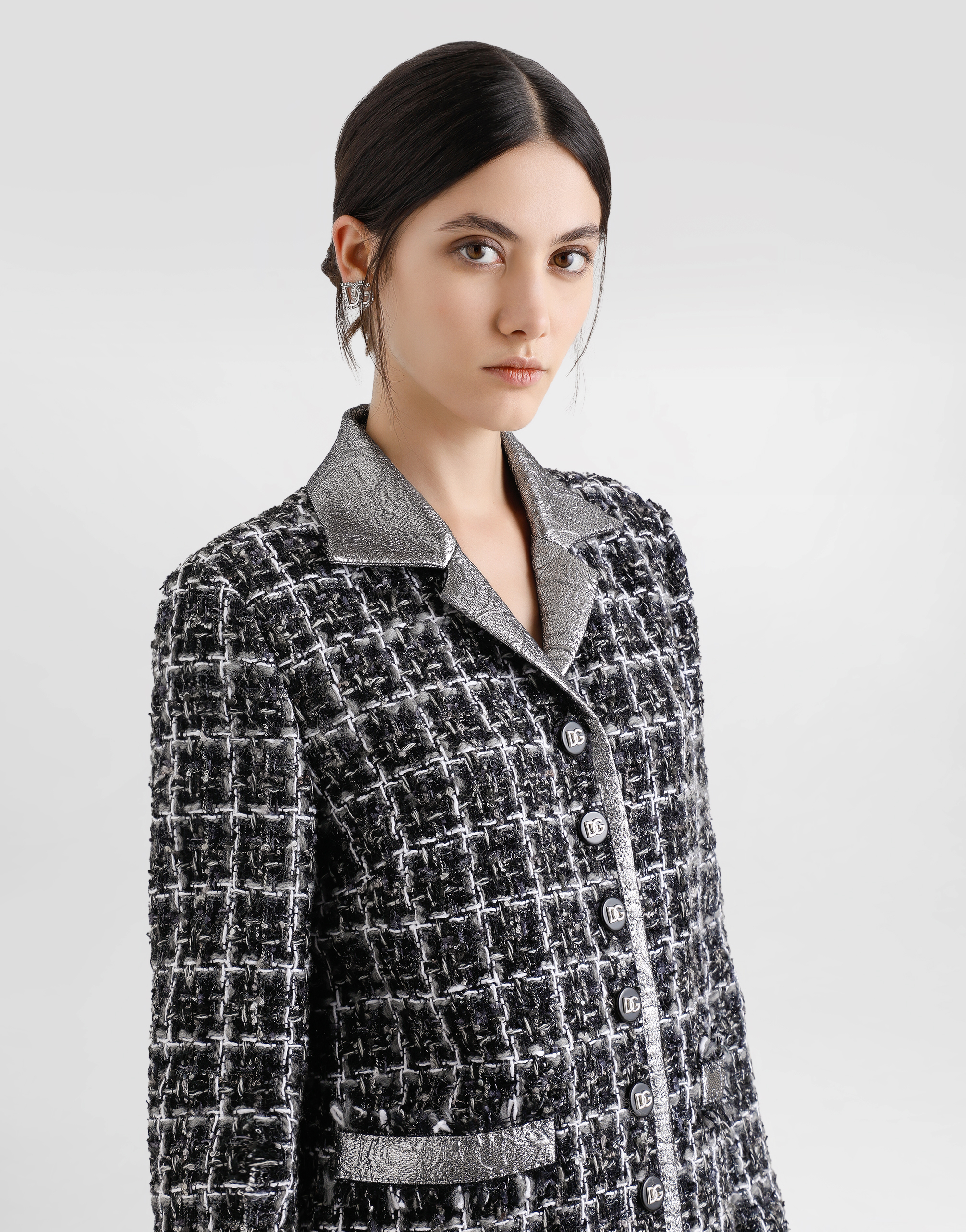 Dolce & Gabbana Tweed Blazer In Multicolor