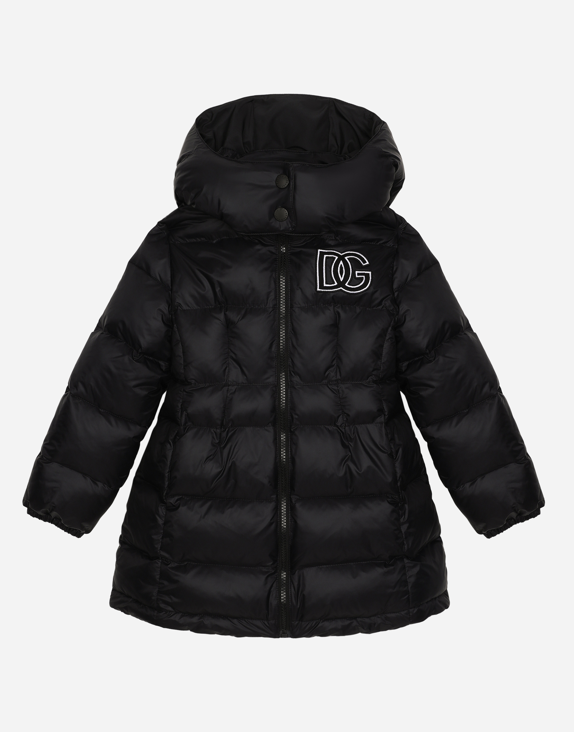 Dolce & Gabbana Nylon Down Jacket With Dg Logo - Woman Coats And Jackets Black Nylon 3 Years