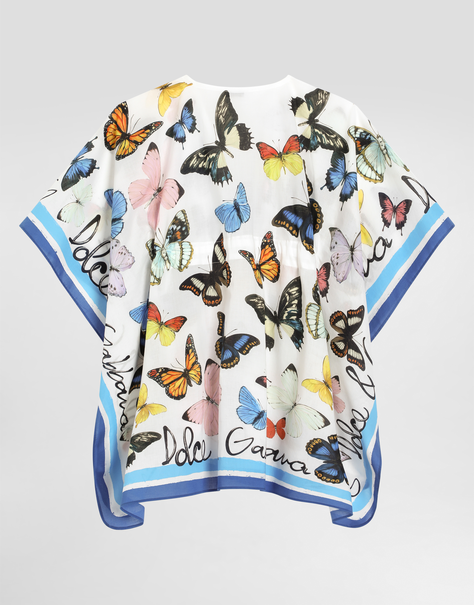 Dolce & Gabbana Batiste Caftan With Butterfly Print In Print