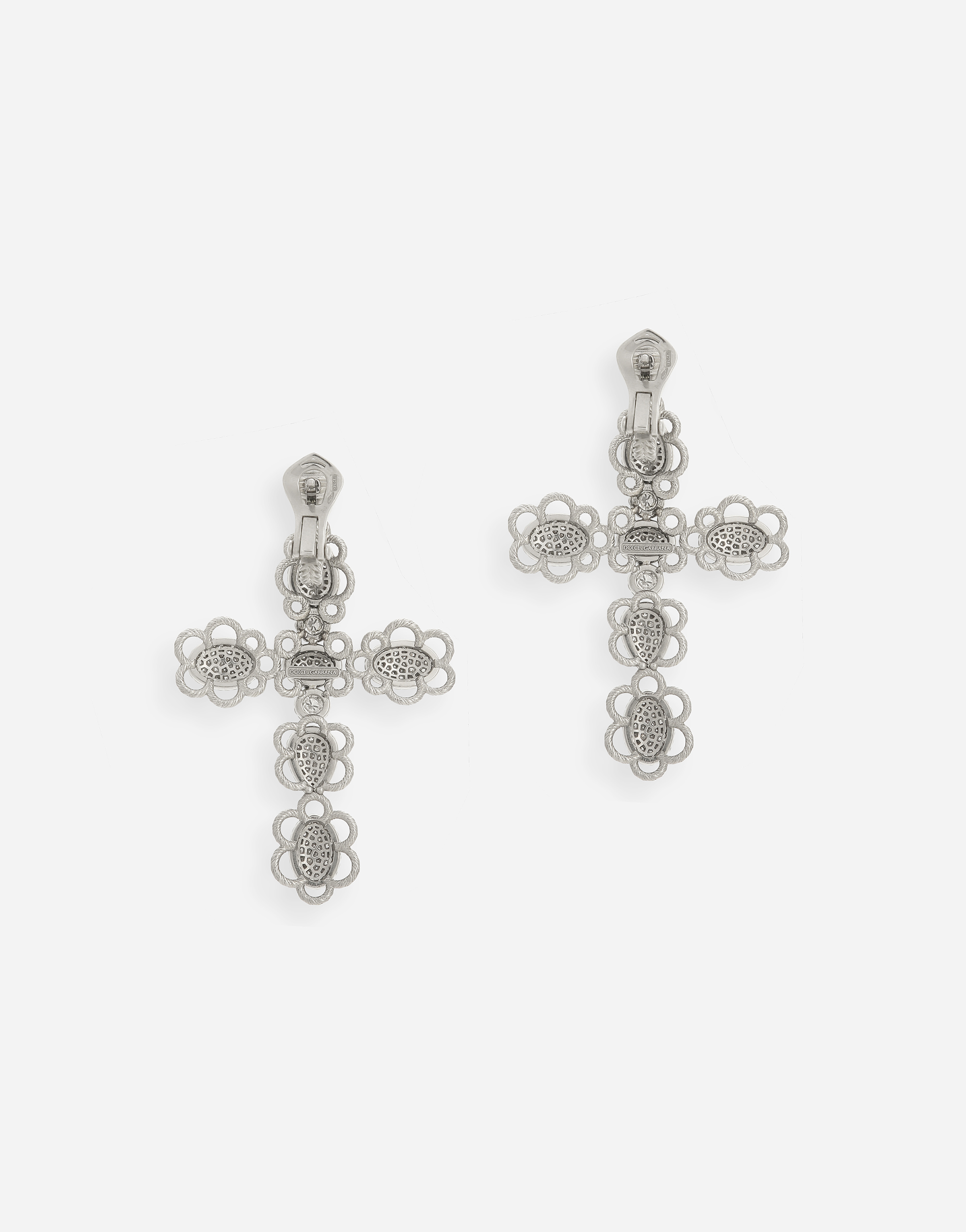 DOLCE & GABBANA EASY DIAMOND EARRINGS IN WHITE GOLD 18KT AND DIAMONDS PAVÉ