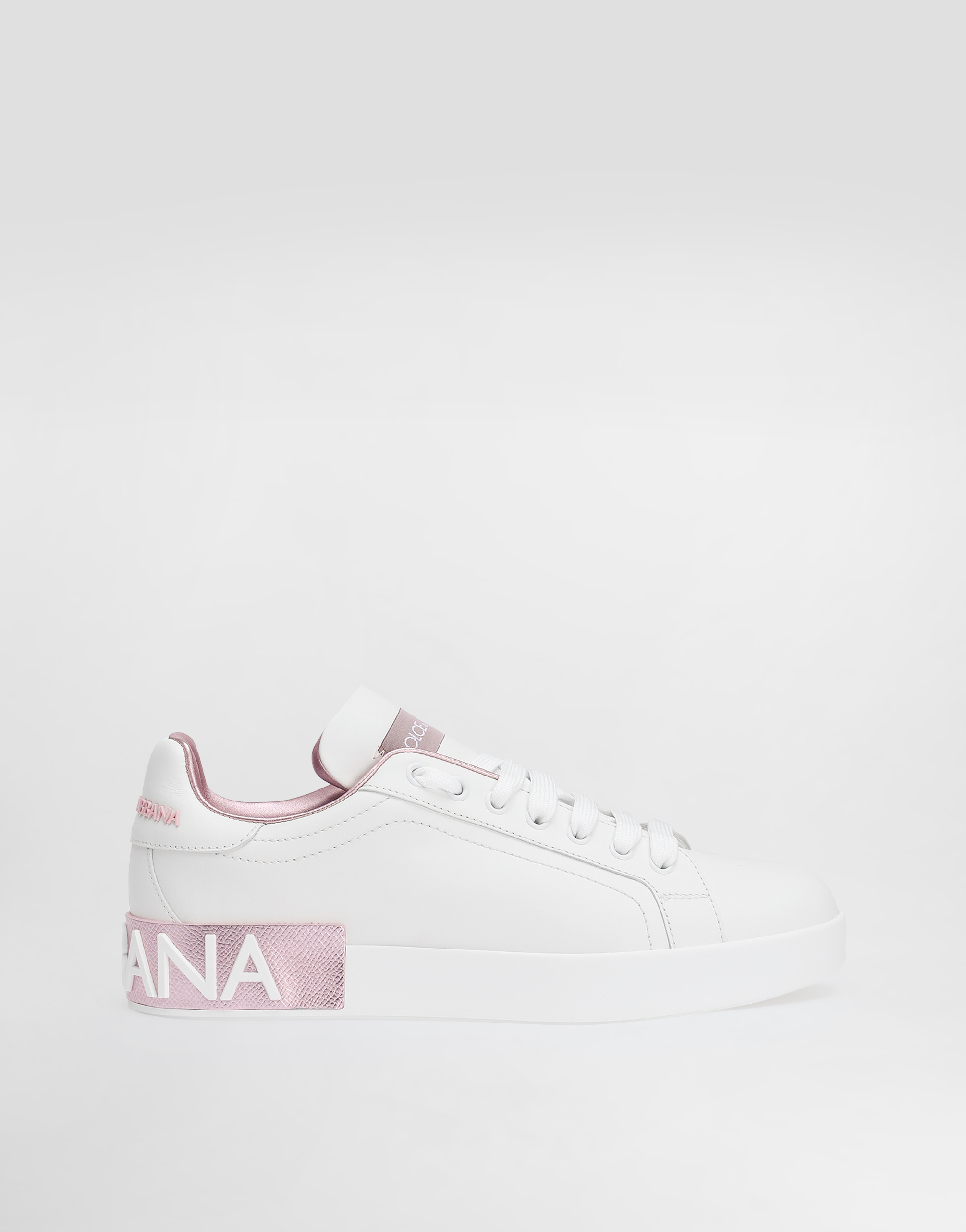 Dolce & Gabbana Nappa Leather Portofino Sneakers - Woman Sneakers Pink Leather