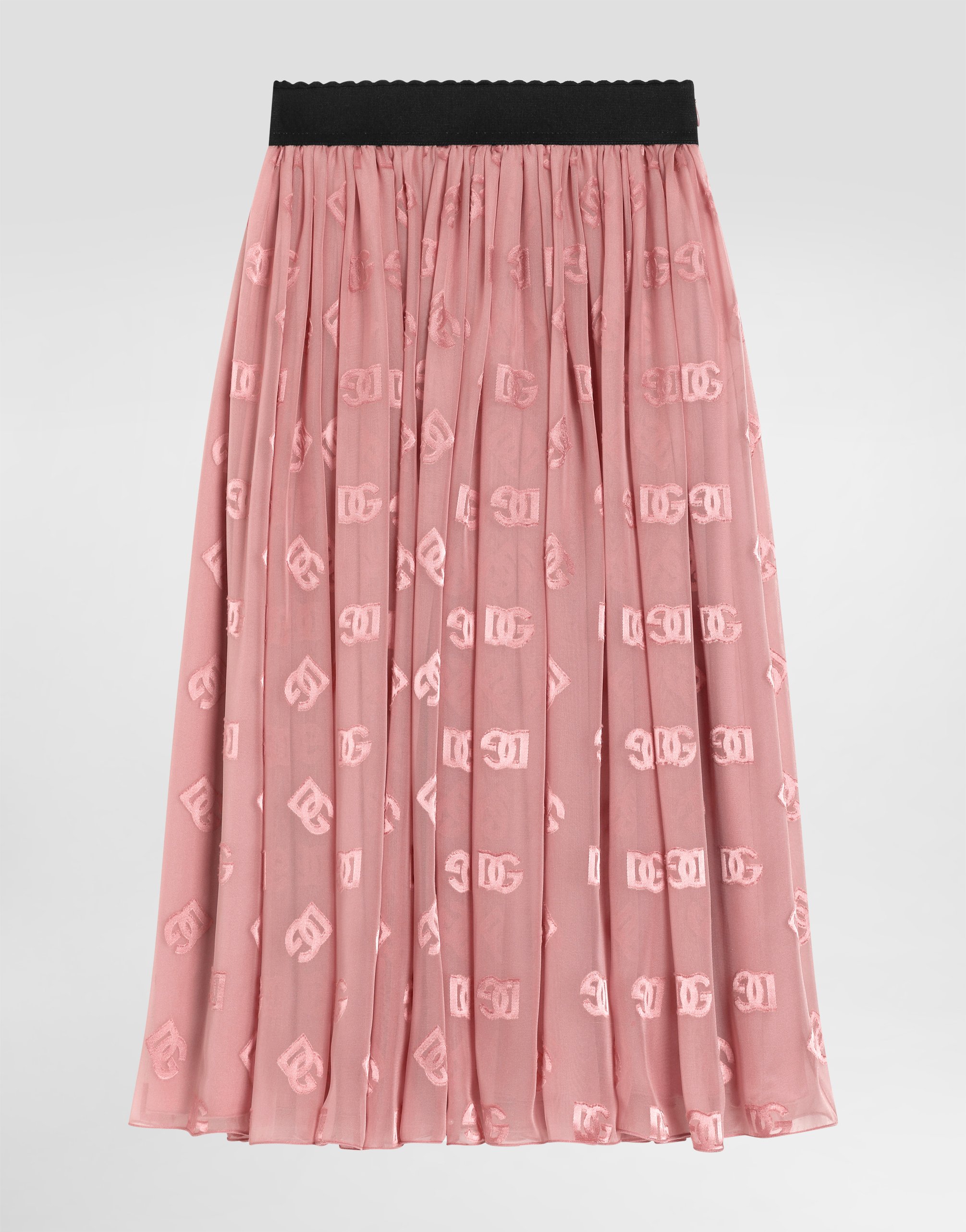 Dolce & Gabbana Jacquard Skirt With Dg Logo - Woman Trousers And Skirts Pink 12 Years