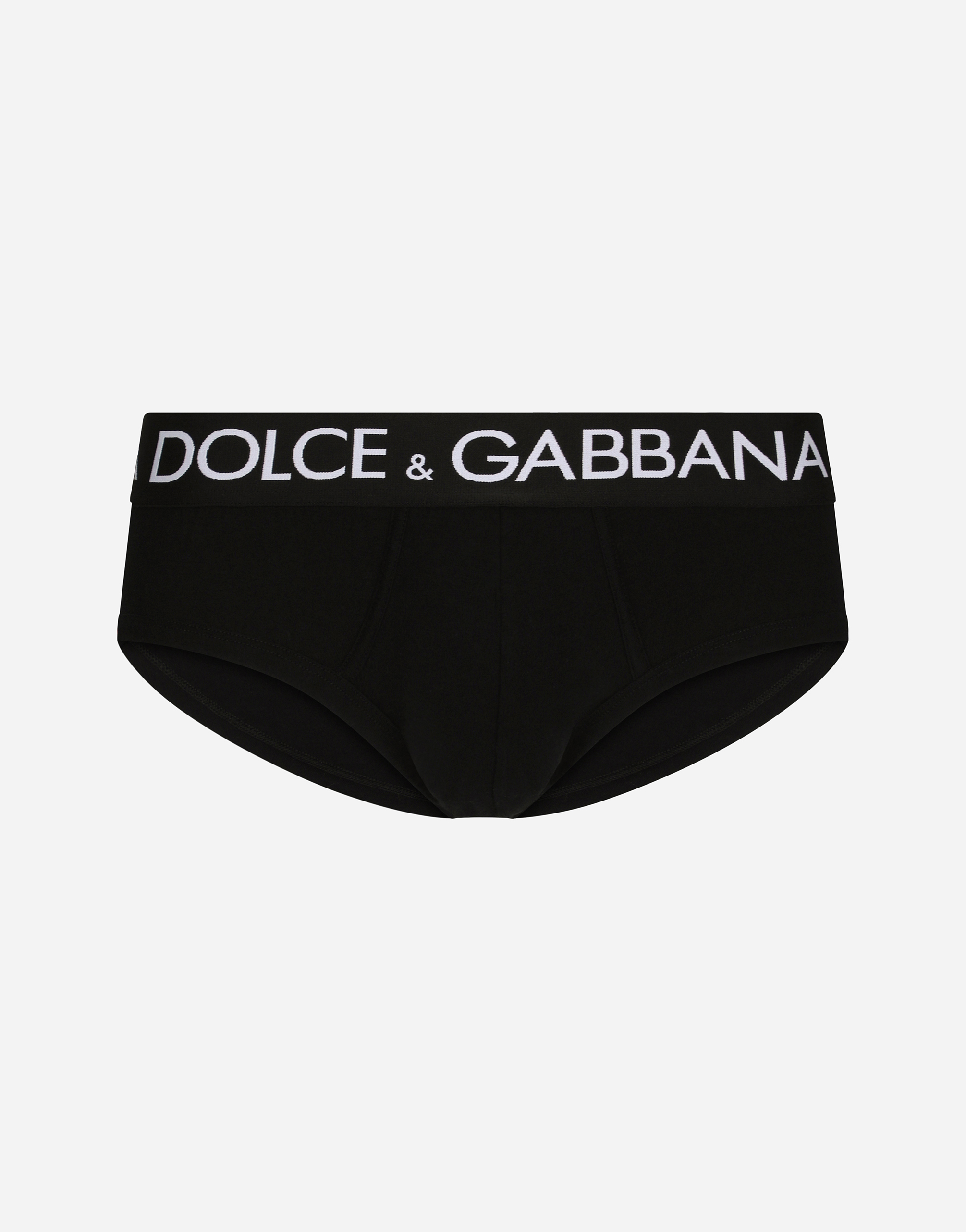 Dolce & Gabbana Logo-print Stretch-cotton Briefs In Black