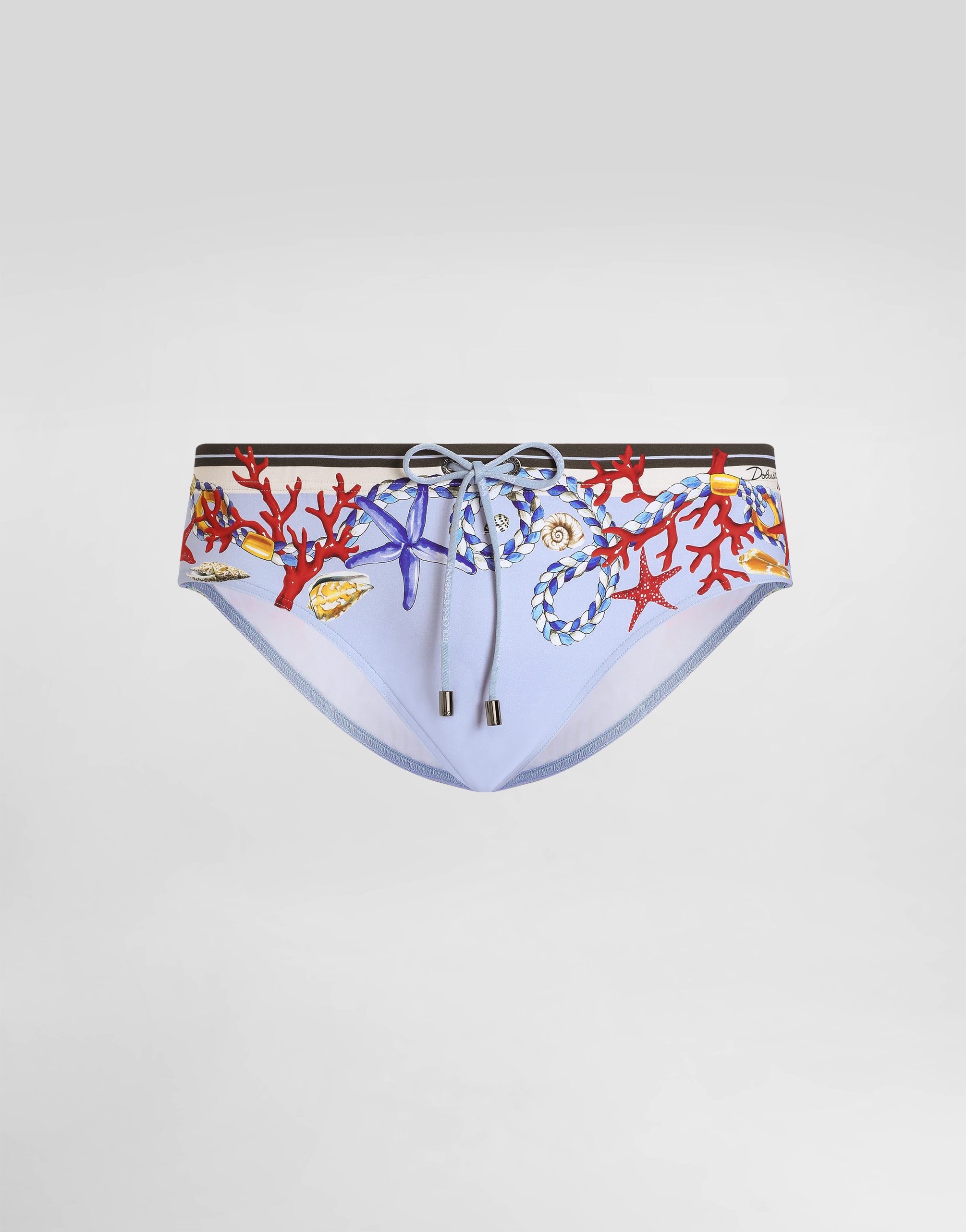 Dolce & Gabbana Shell-print Swimming Trunks In Blue