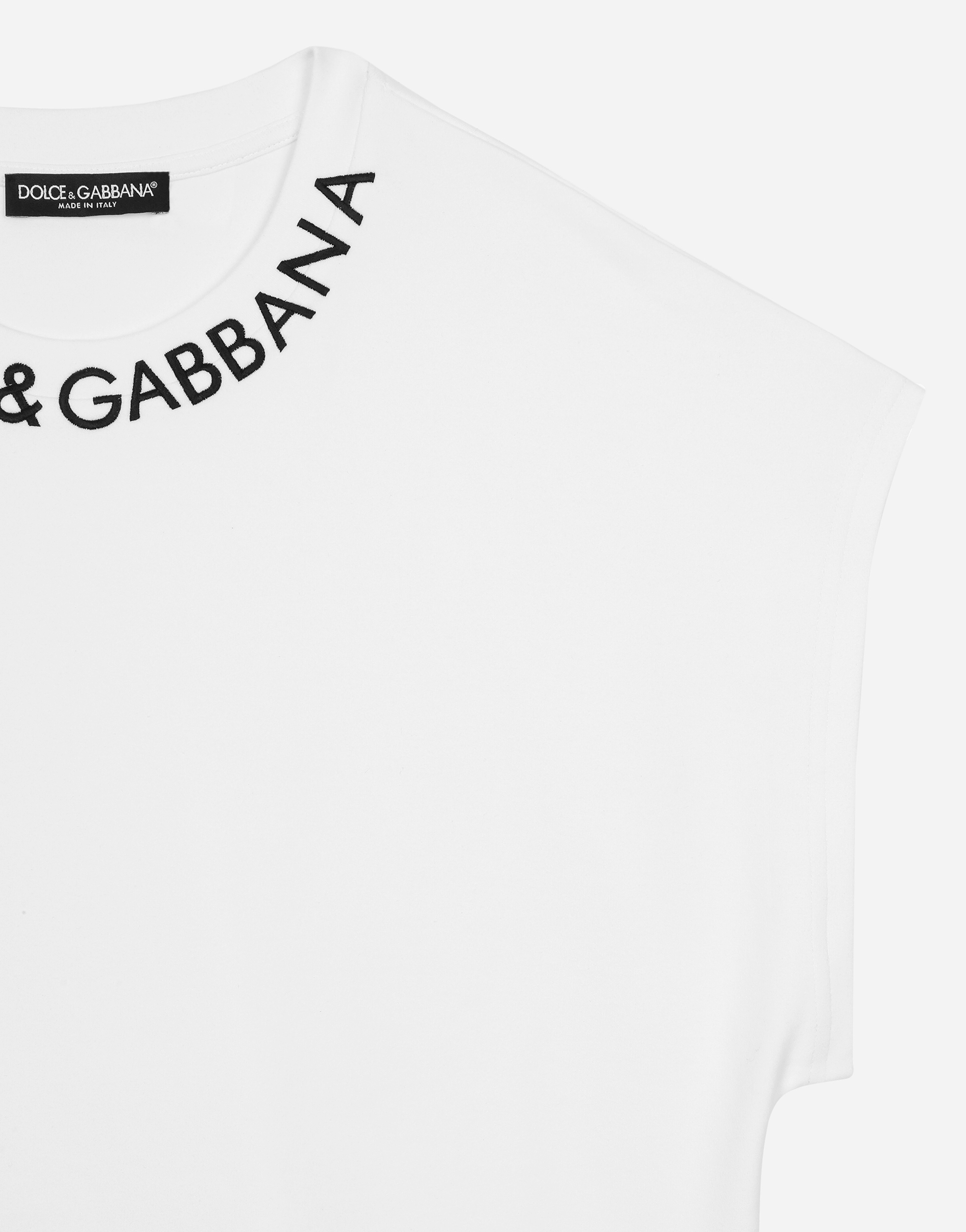 Dolce & Gabbana Logo-embroidered Cotton T-shirt In White