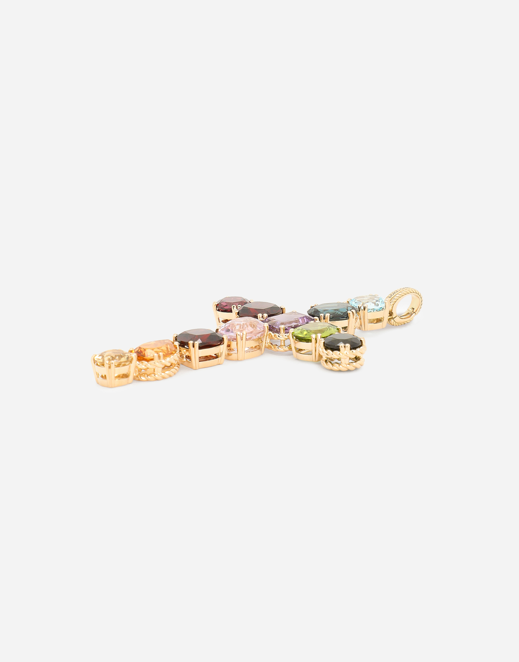 Shop Dolce & Gabbana Rainbow Charm In Yellow Gold 18kt With Multicolor Stones