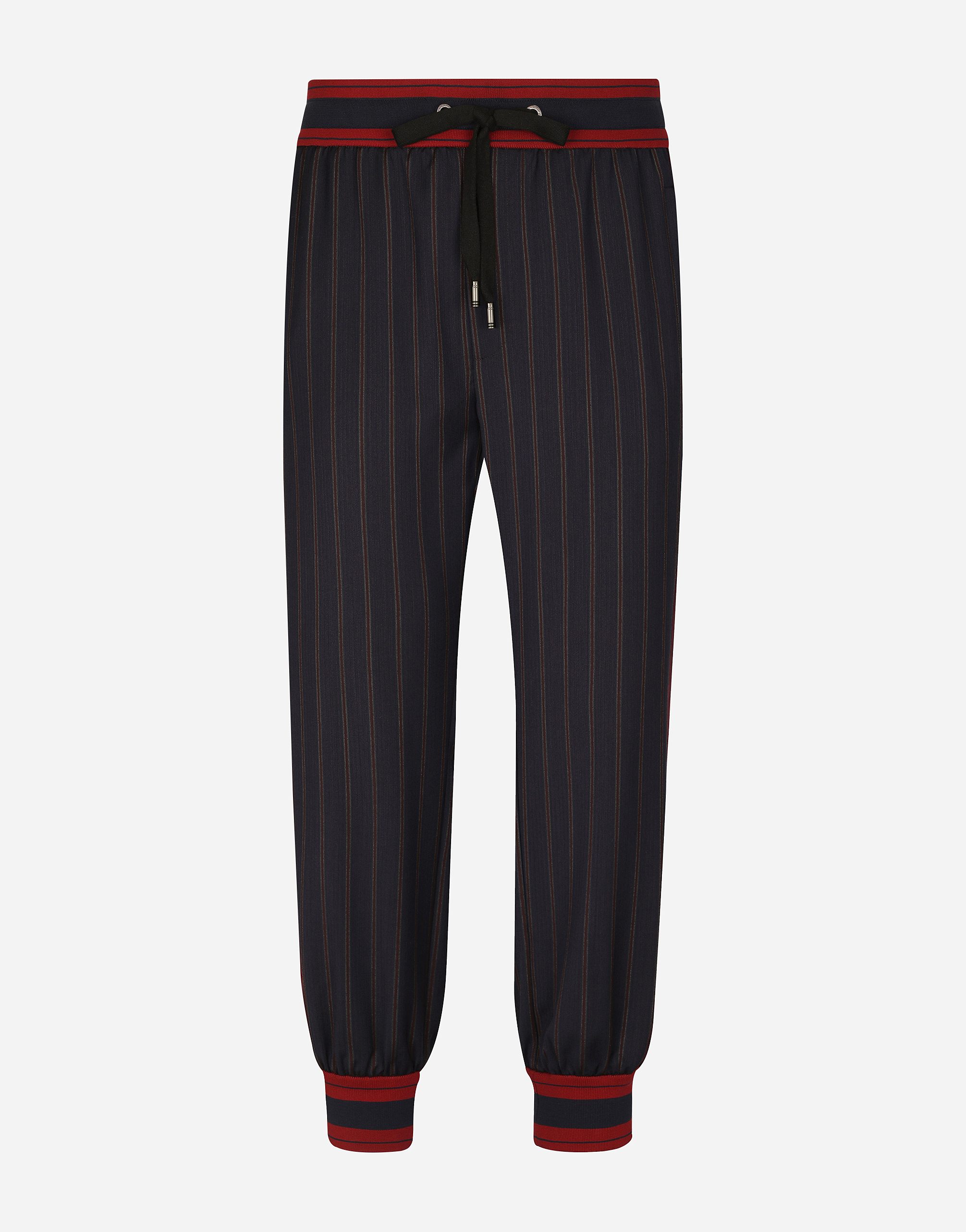 DOLCE & GABBANA PINSTRIPE JOGGING PANTS WITH BRANDED BANDS