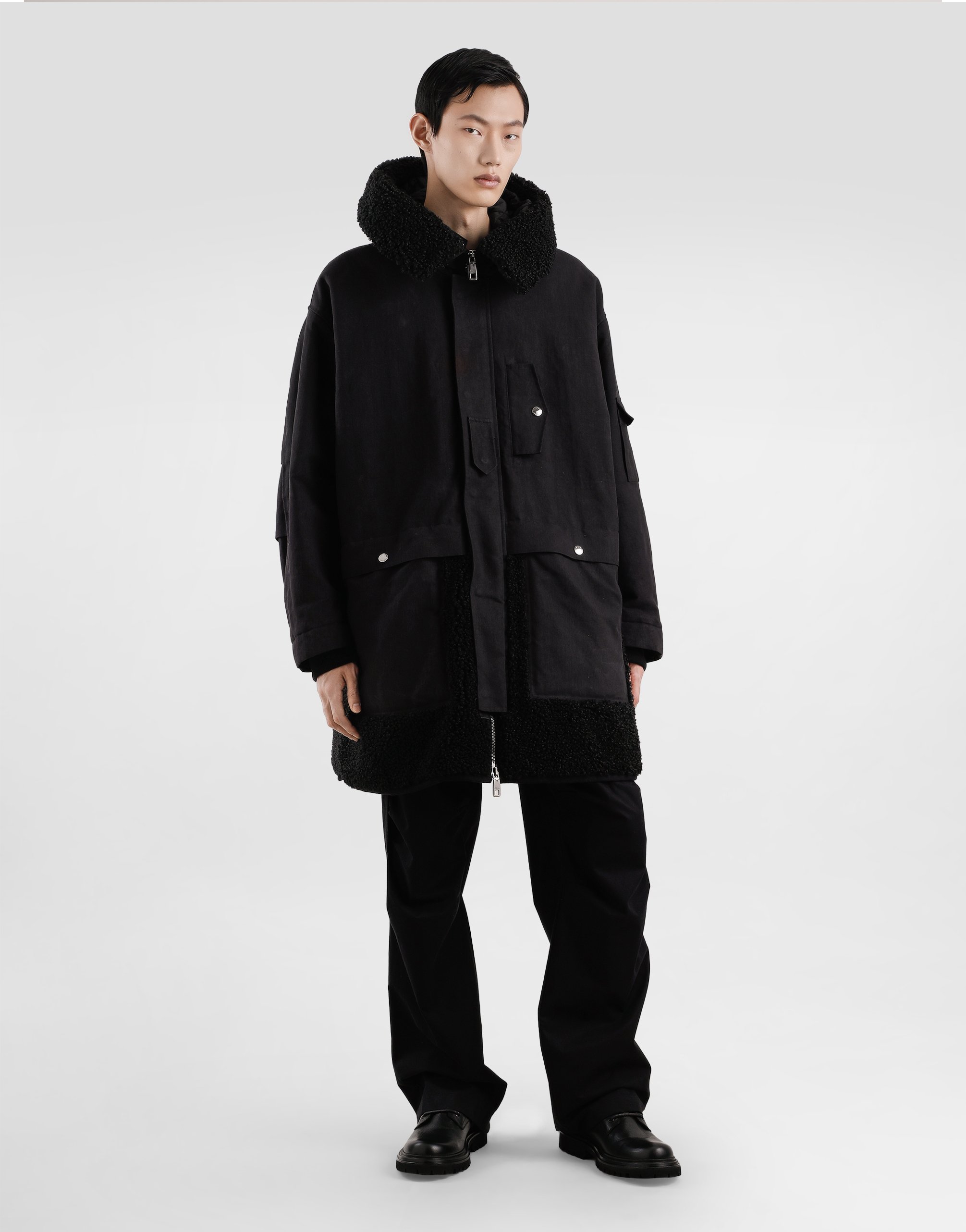 Waxed long down jacket