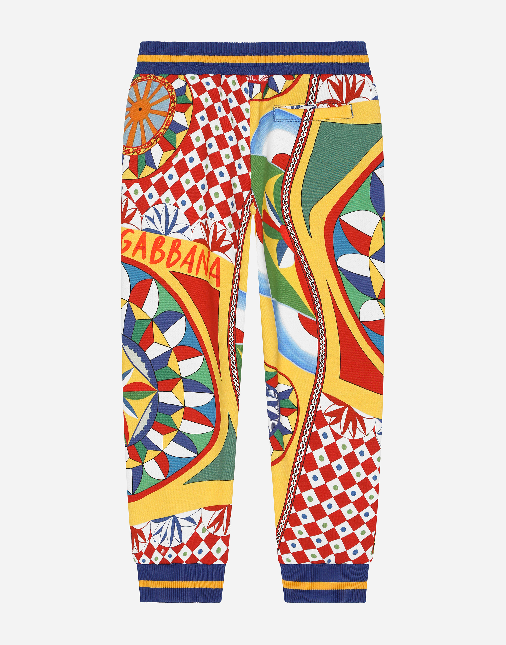 DOLCE & GABBANA COTTON JOGGING PANTS WITH CARRETTO PRINT