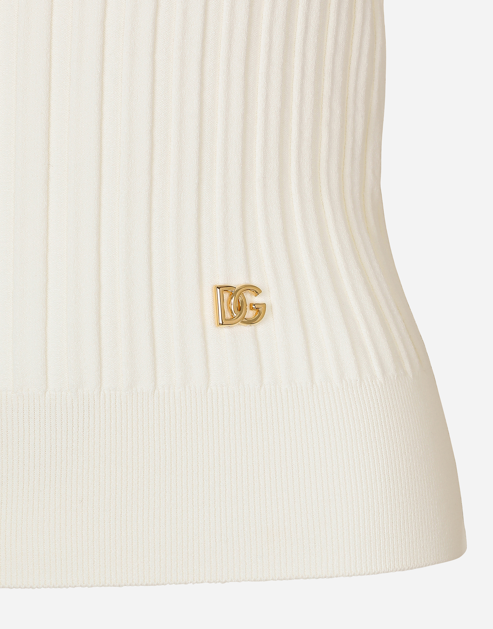 Cropped ribbed viscose polo-shirt with DG logo
