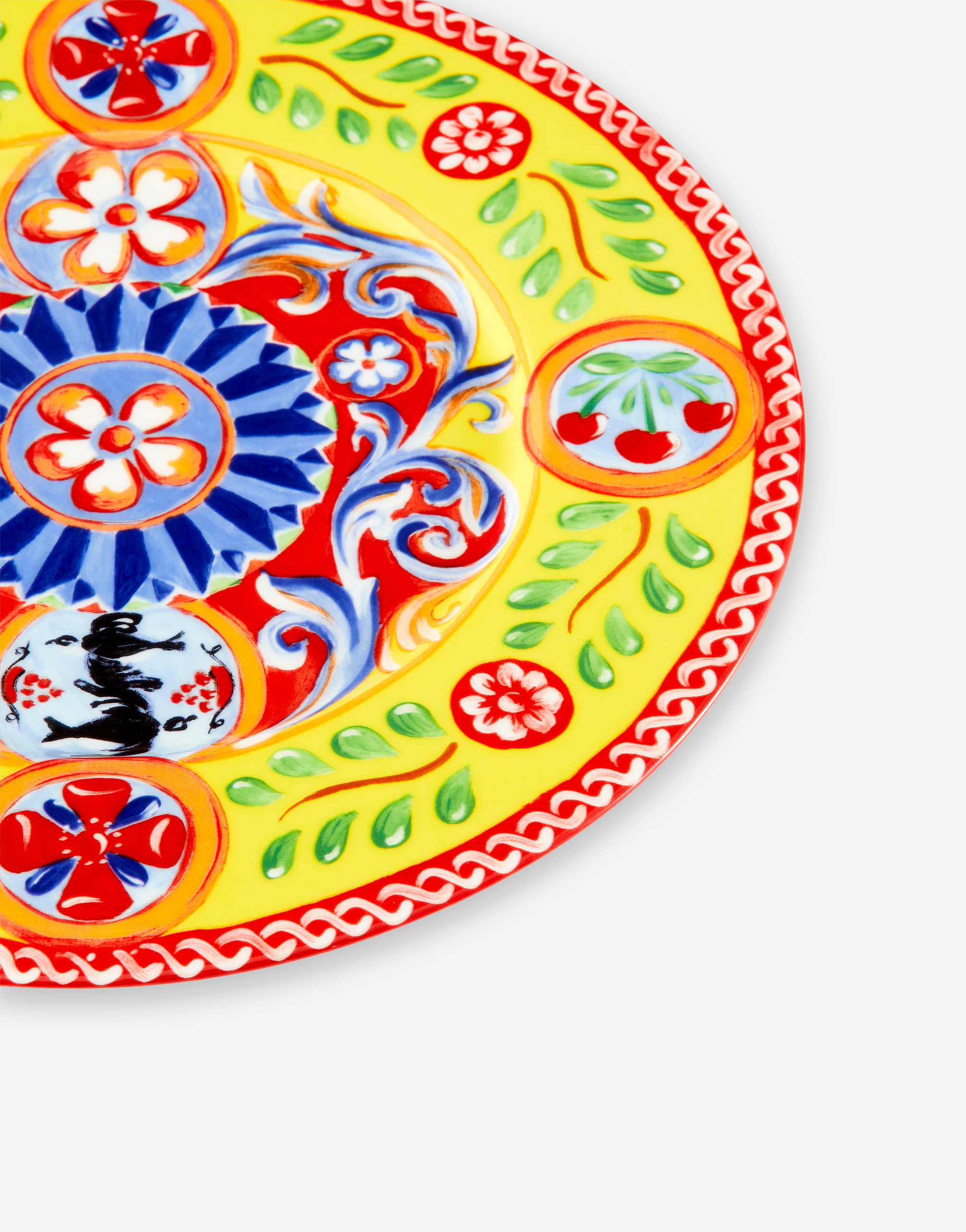 Shop Dolce & Gabbana Set 2 Dinner Plates In Fine Porcelain In Multicolor