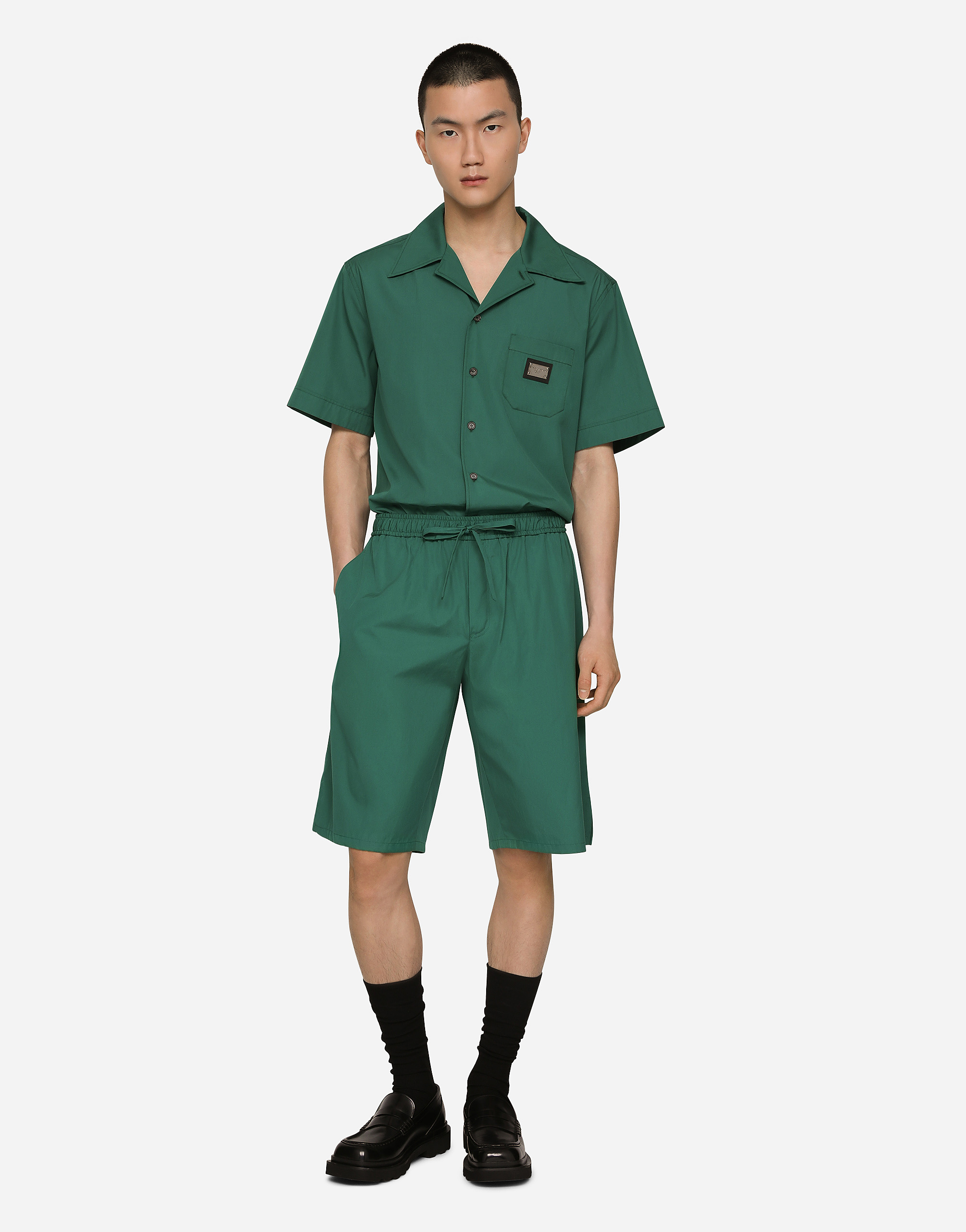 Shop Dolce & Gabbana Cotton Jogging Shorts With Logo Tag In Multicolor