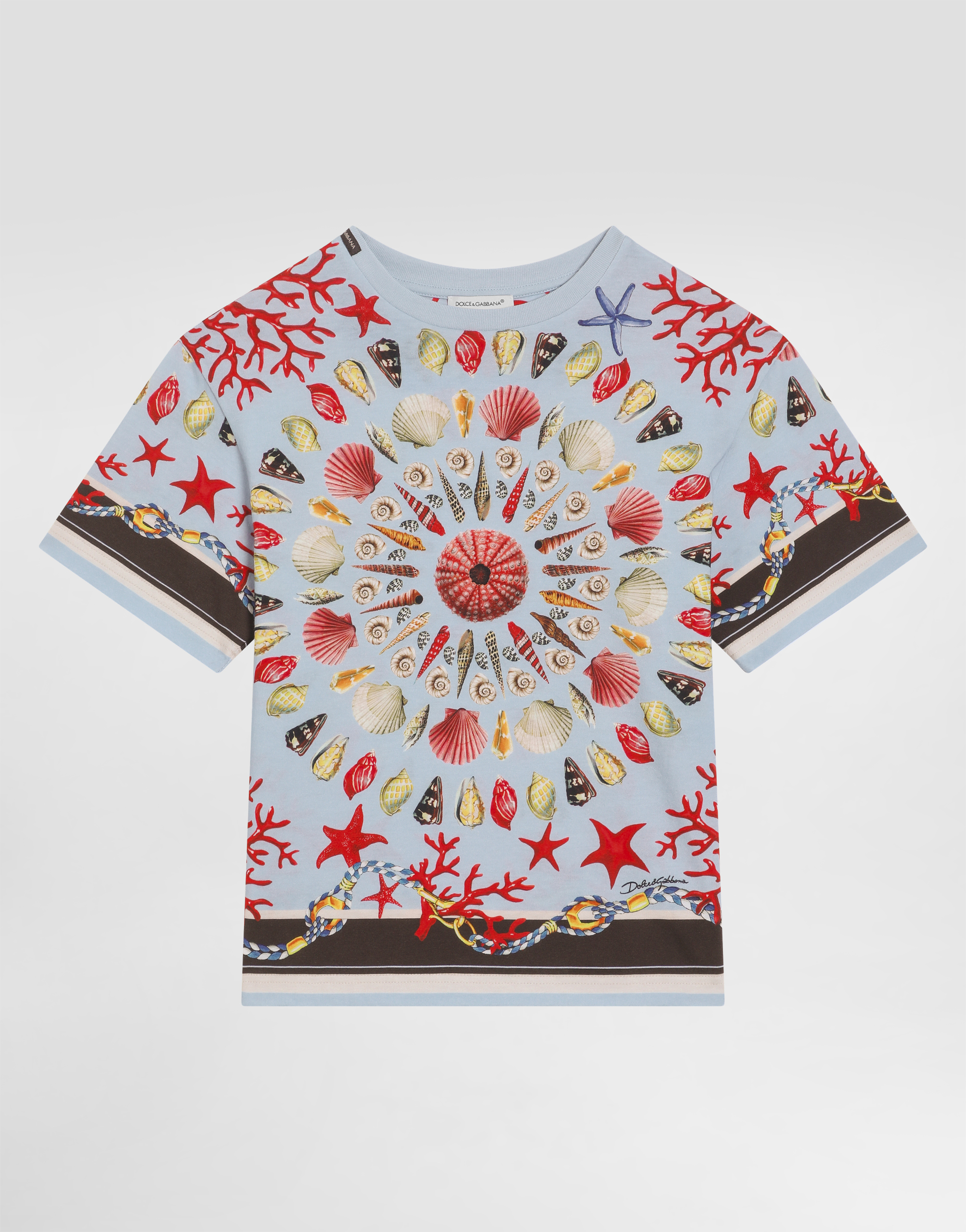 Shell-print short-sleeved t-shirt