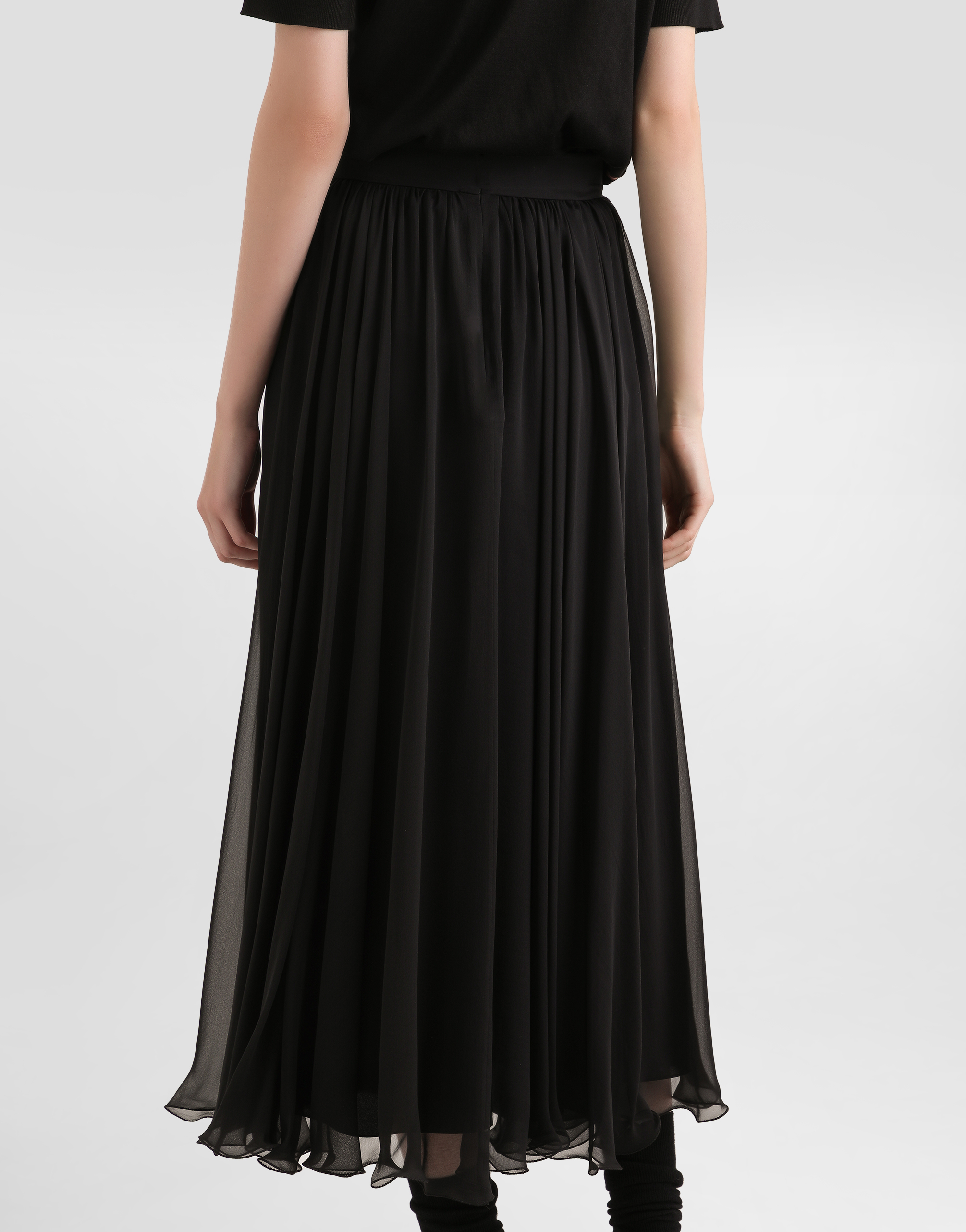 High-waisted chiffon circle skirt