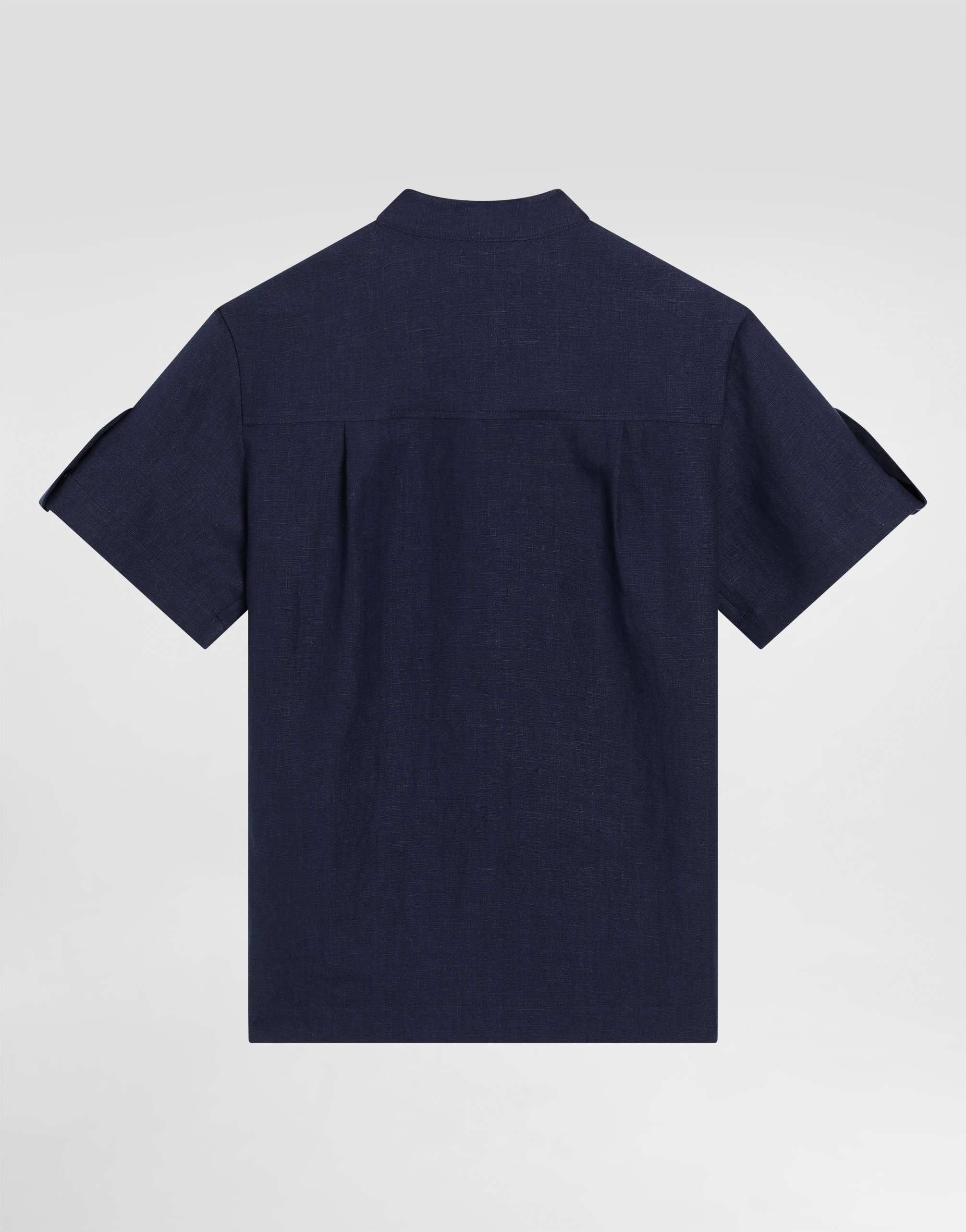 Dolce & Gabbana Non-stretch Linen Shirt With Dolce&gabbana Logo In Blue
