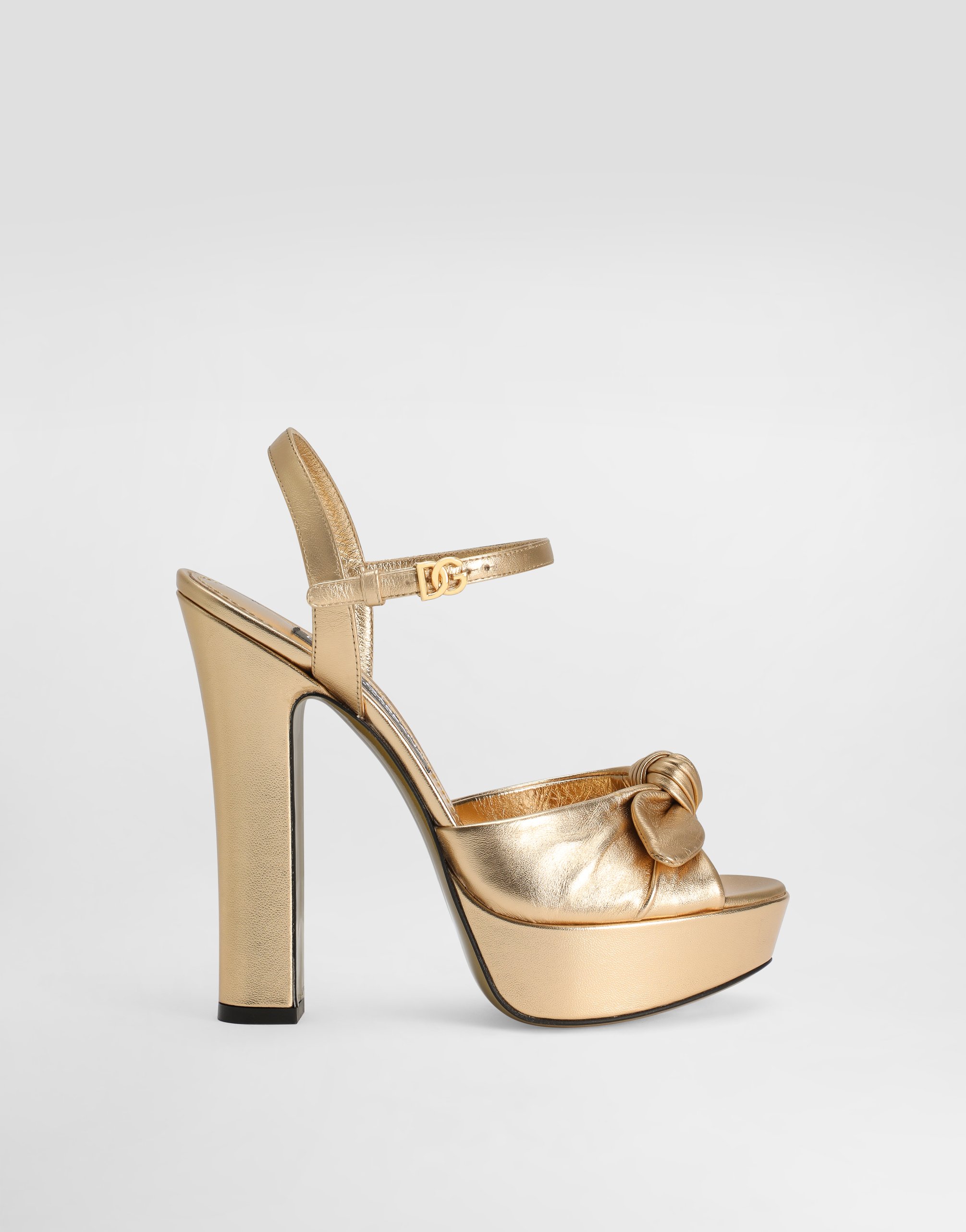 Dolce & Gabbana Mordoré Nappa Leather Sandals In Gold