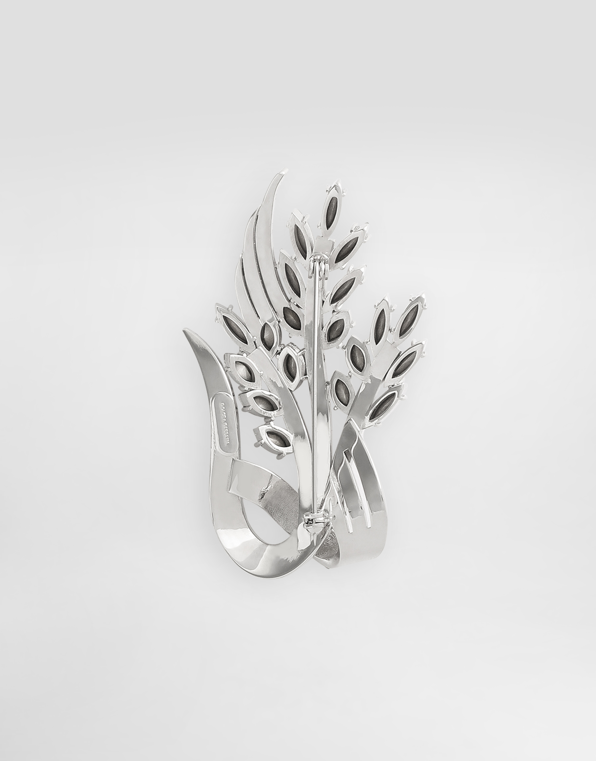 Dolce & Gabbana Crystal-embellished Floral Brooch In Silver