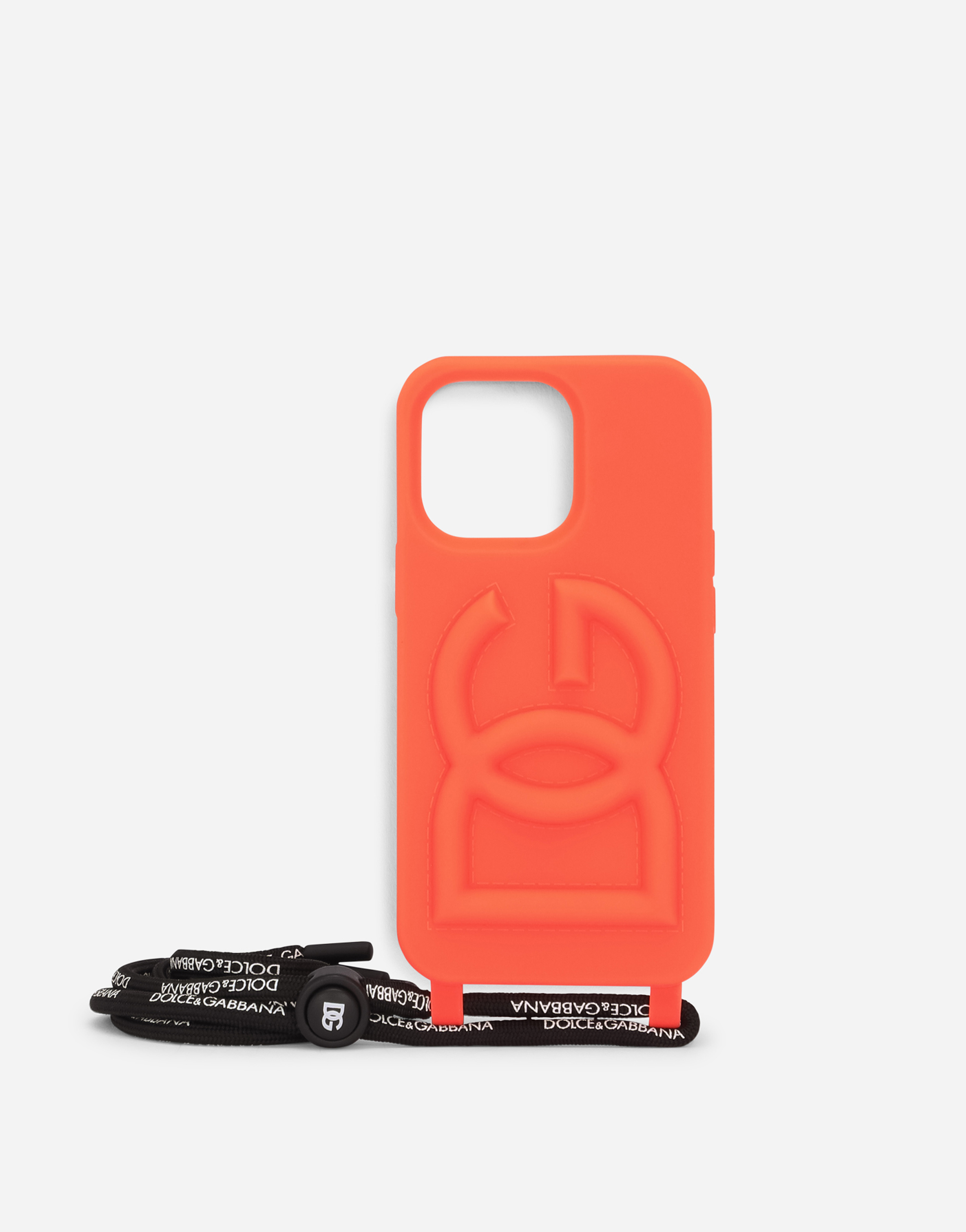 Dolce & Gabbana Rubber Iphone 13 Pro Cover With Embossed Logo In Orange