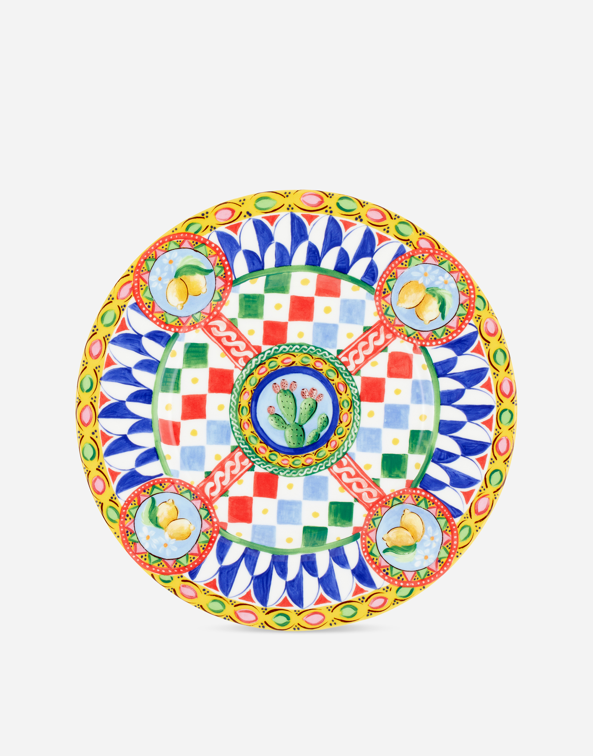 Shop Dolce & Gabbana Set 2 Dinner Plates In Fine Porcelain In Multicolor