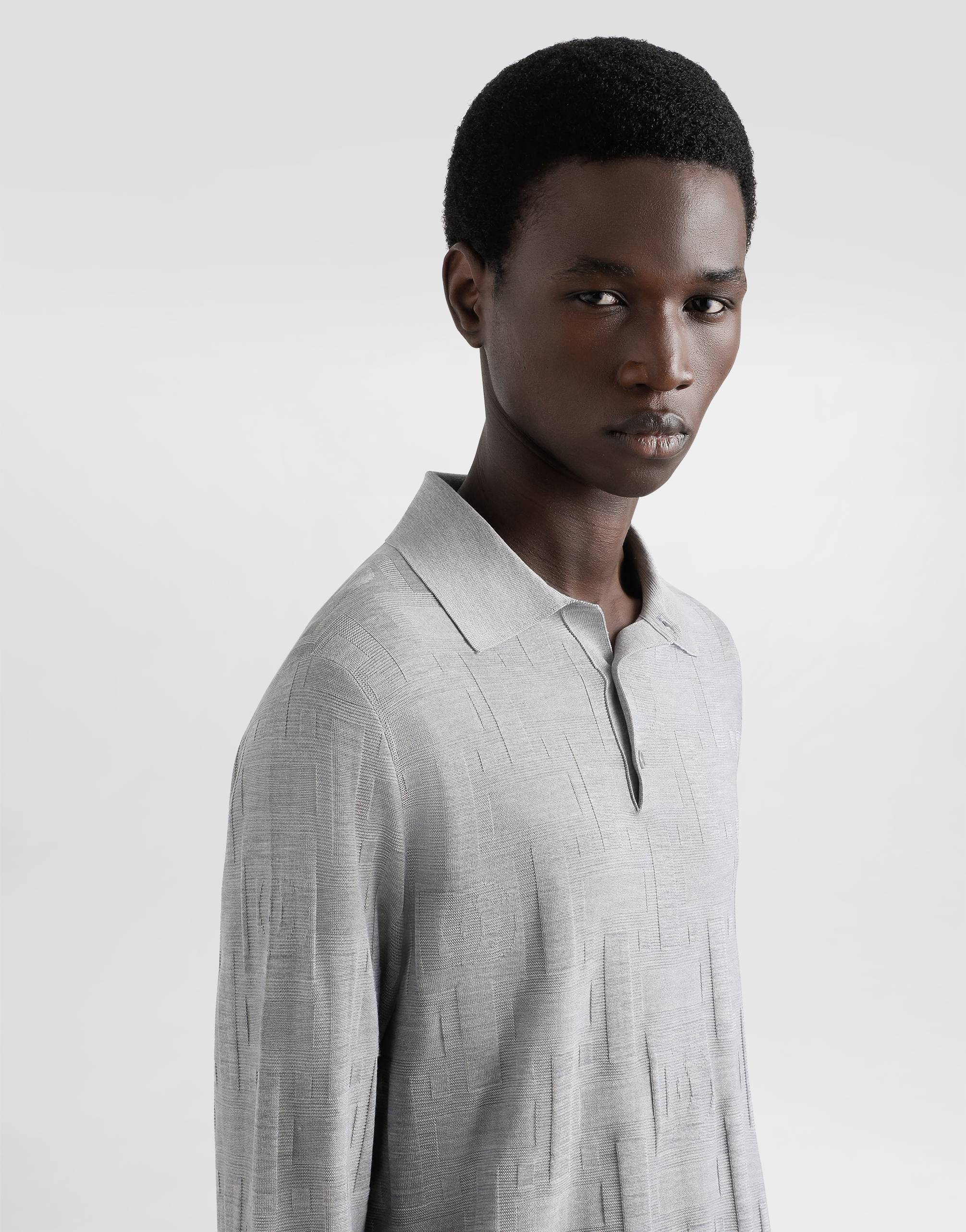 DOLCE & GABBANA SILK POLO-SHIRT WITH JACQUARD LOGO