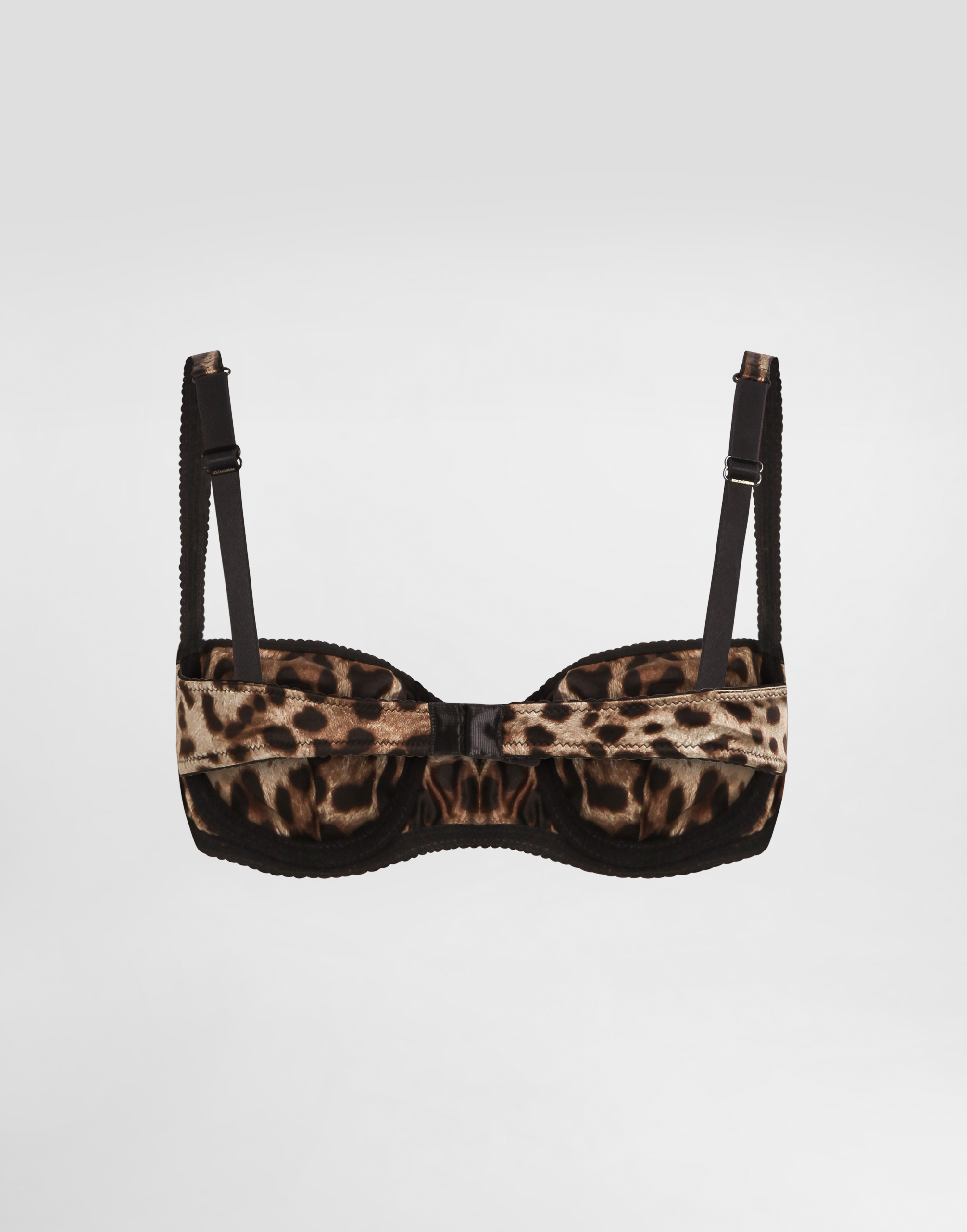 DOLCE & GABBANA LEOPARD-PRINT SATIN BALCONETTE BRA WITH LACE