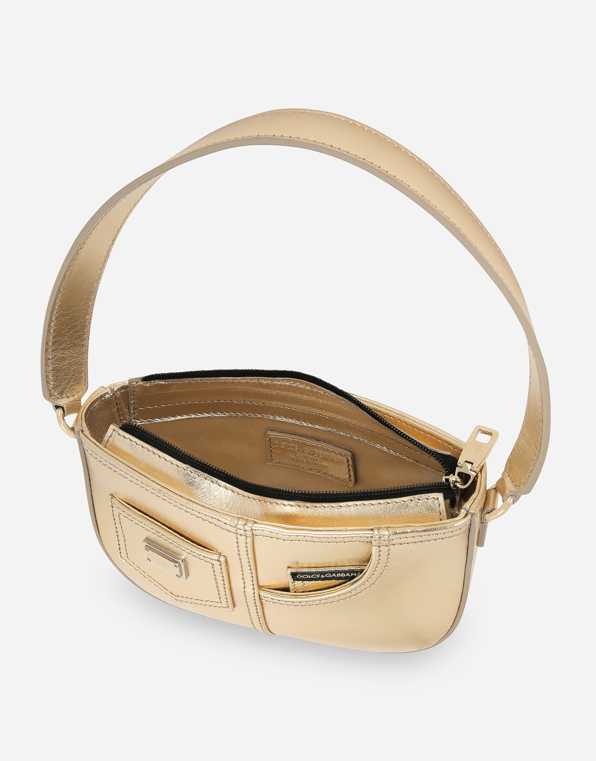 Shop Dolce & Gabbana Foiled Nappa Leather Dg Girlie Handbag In Gold